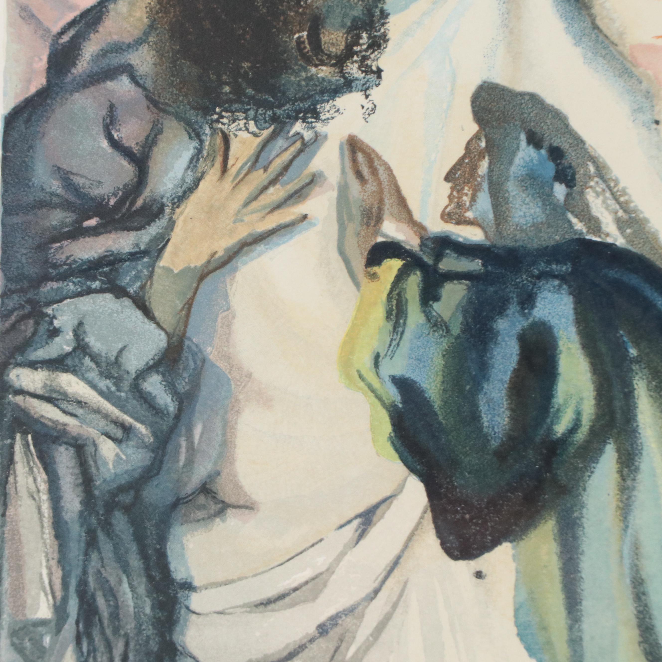 Salvador Dali Wood Engraving "Un esprit interroge Dante," 1960–1964