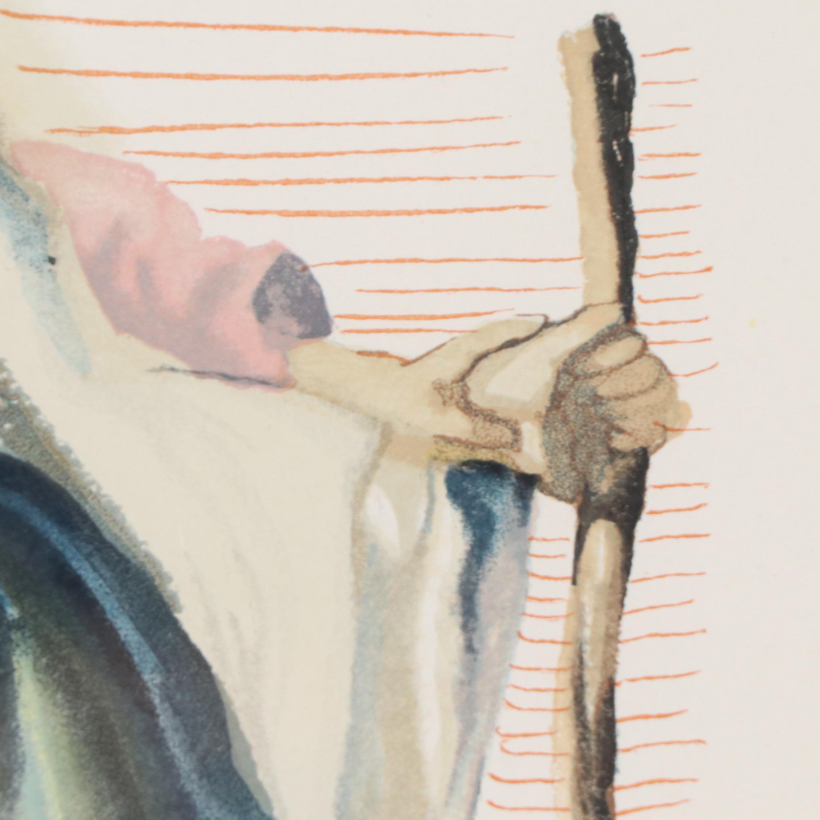 Salvador Dali Wood Engraving "Un esprit interroge Dante," 1960–1964