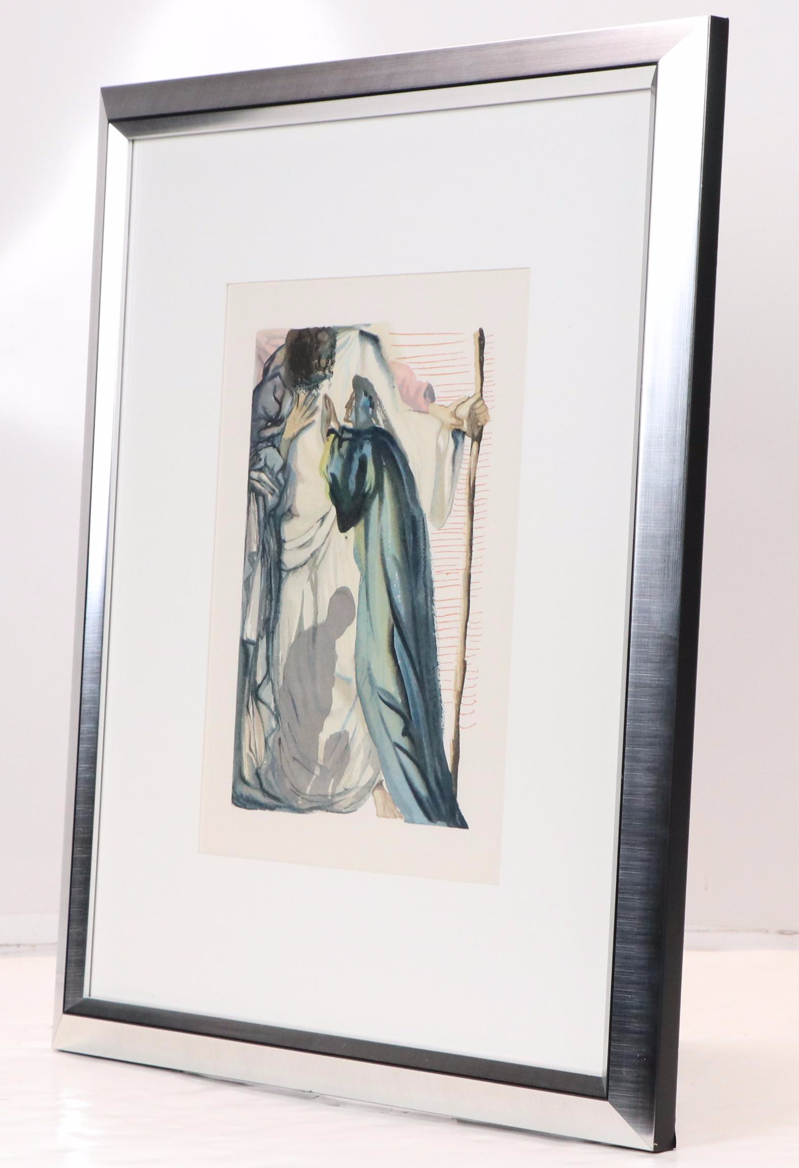 Salvador Dali Wood Engraving "Un esprit interroge Dante," 1960–1964