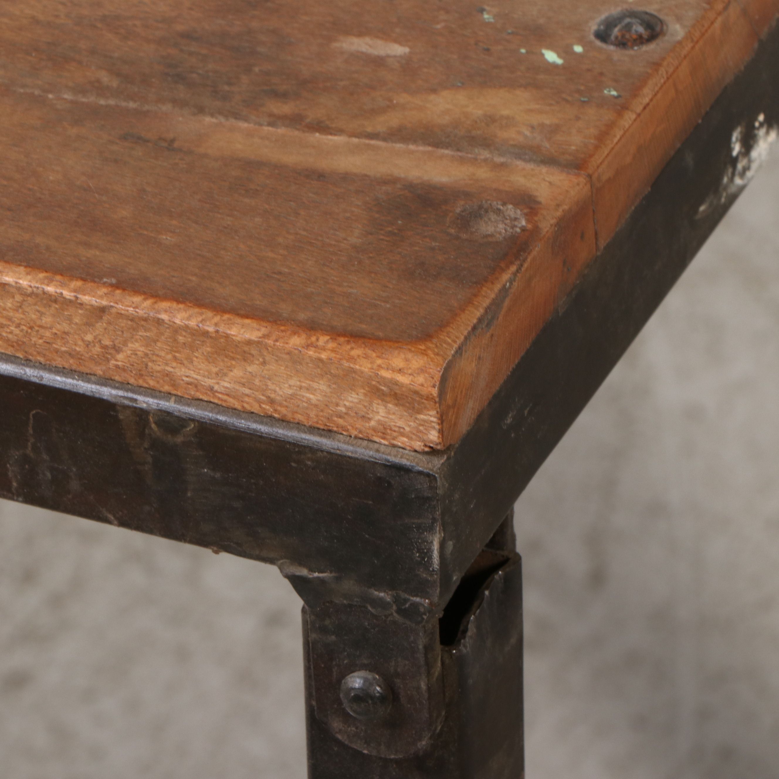 Industrial Style Wood Plank and Metal Folding Work Table