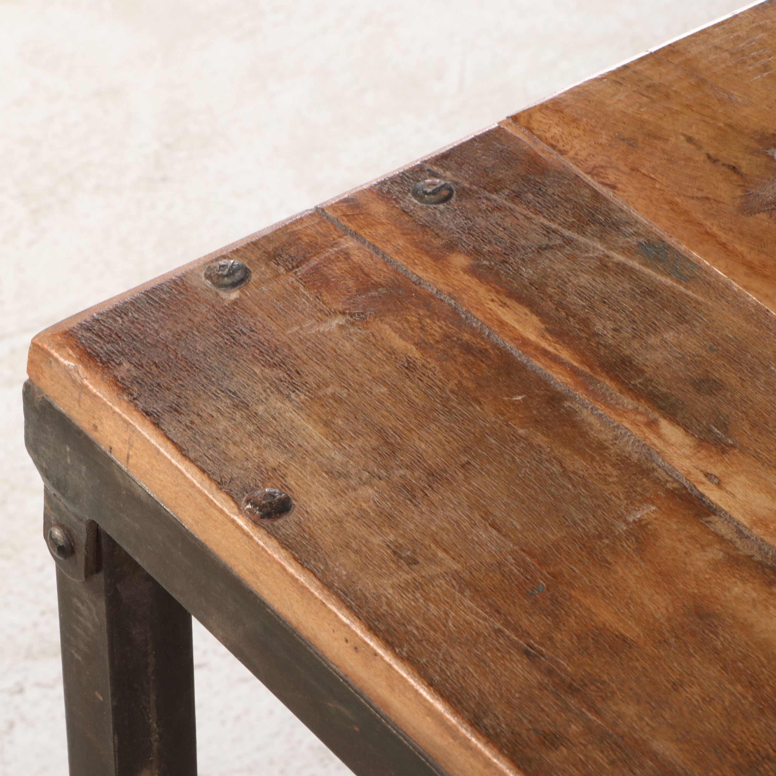 Industrial Style Wood Plank and Metal Folding Work Table