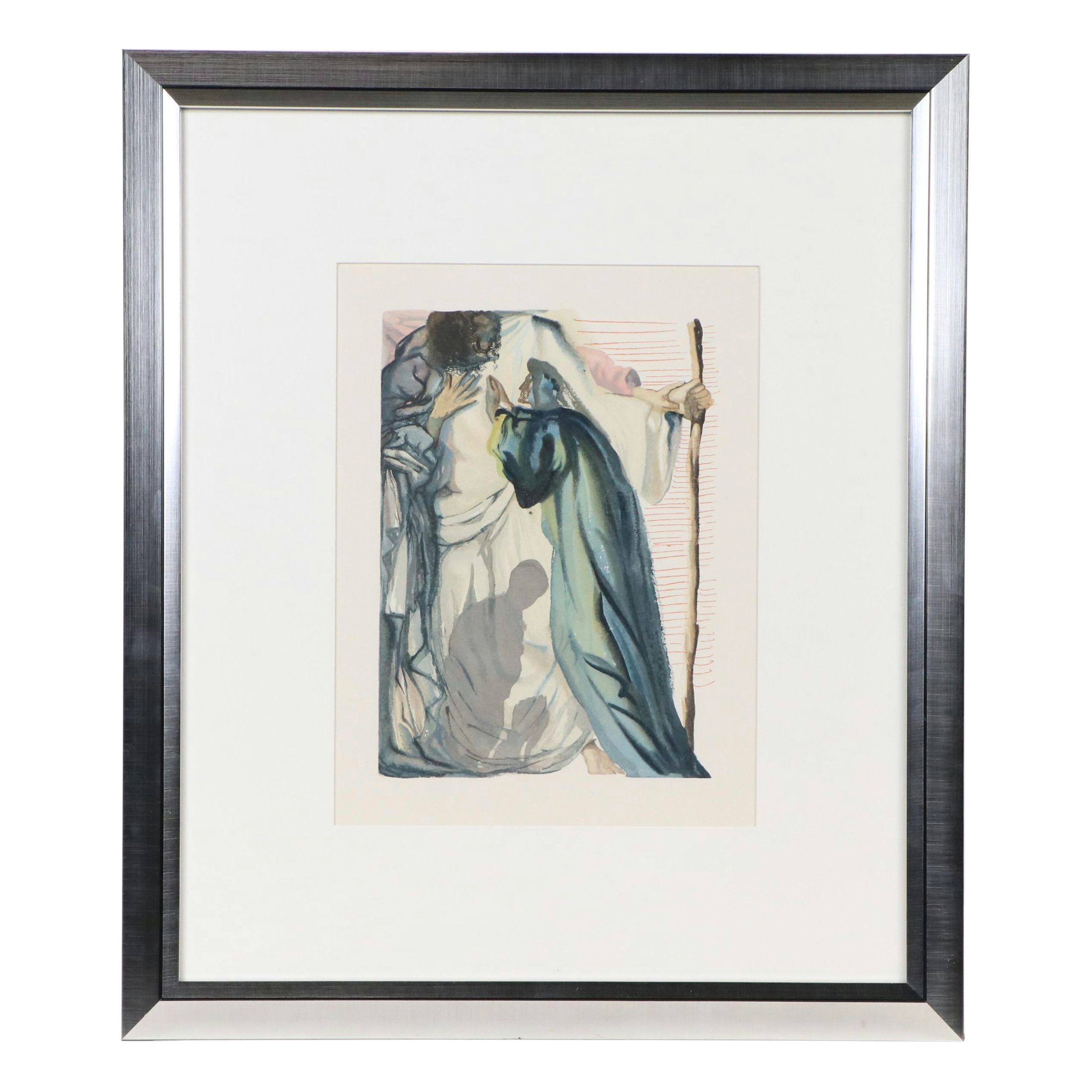 Salvador Dali Wood Engraving "Un esprit interroge Dante," 1960–1964