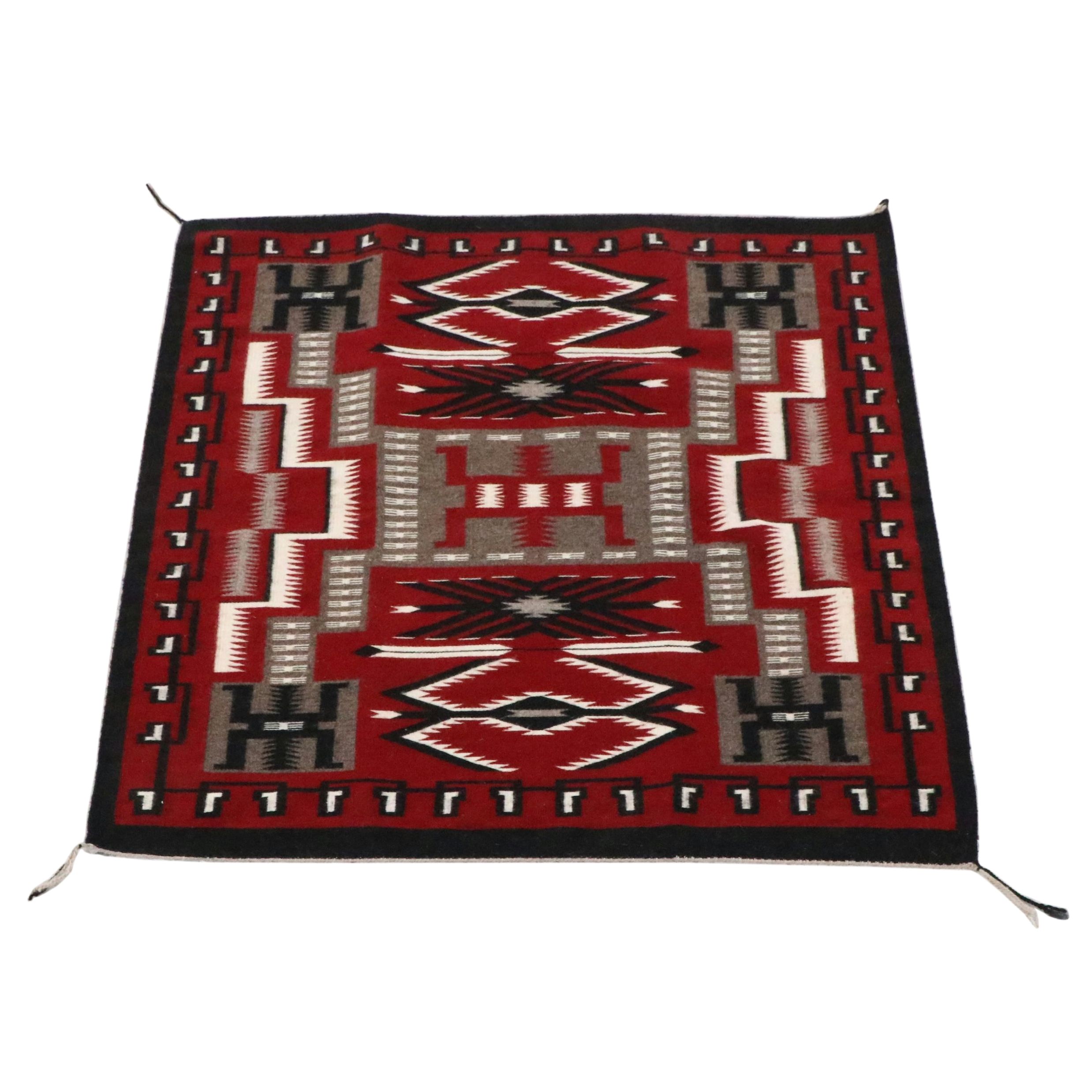 3'4 x 4' Handwoven Mary Shepherd Navajo Storm Accent Rug