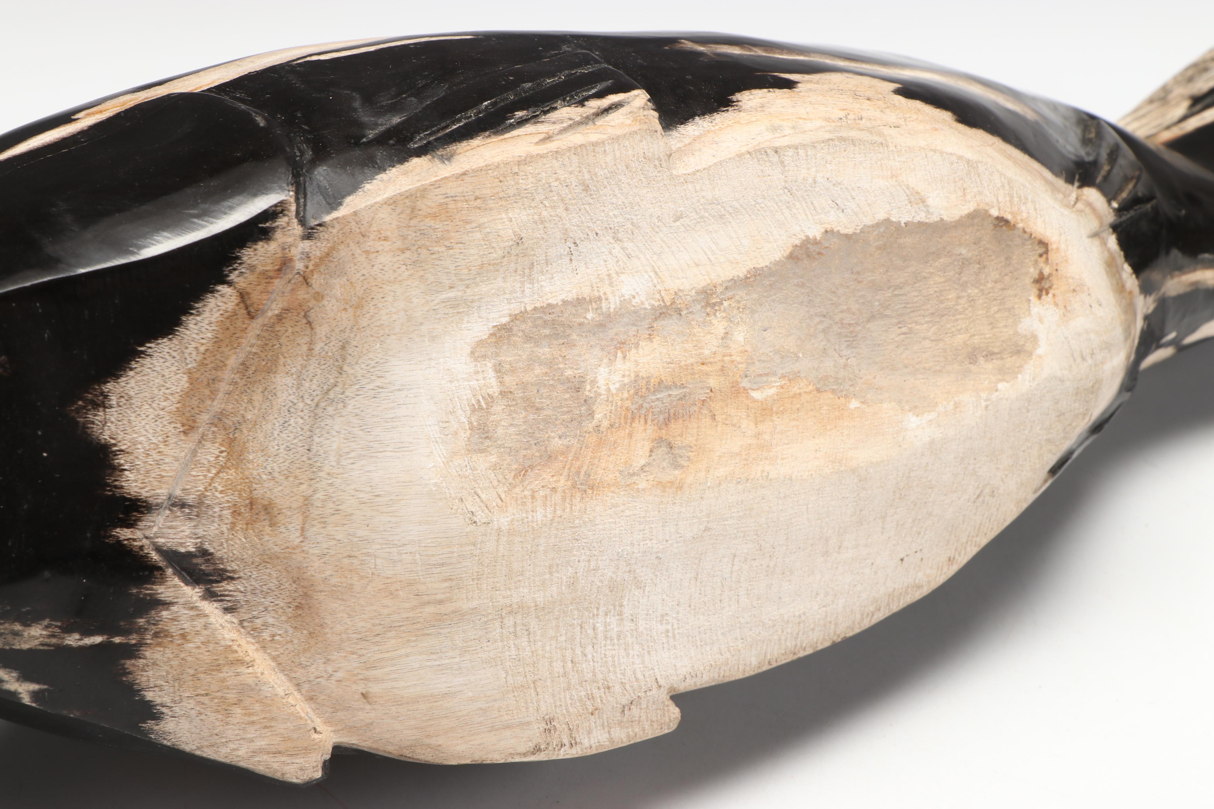 Hand-Carved Black Petrified Wood Catfish