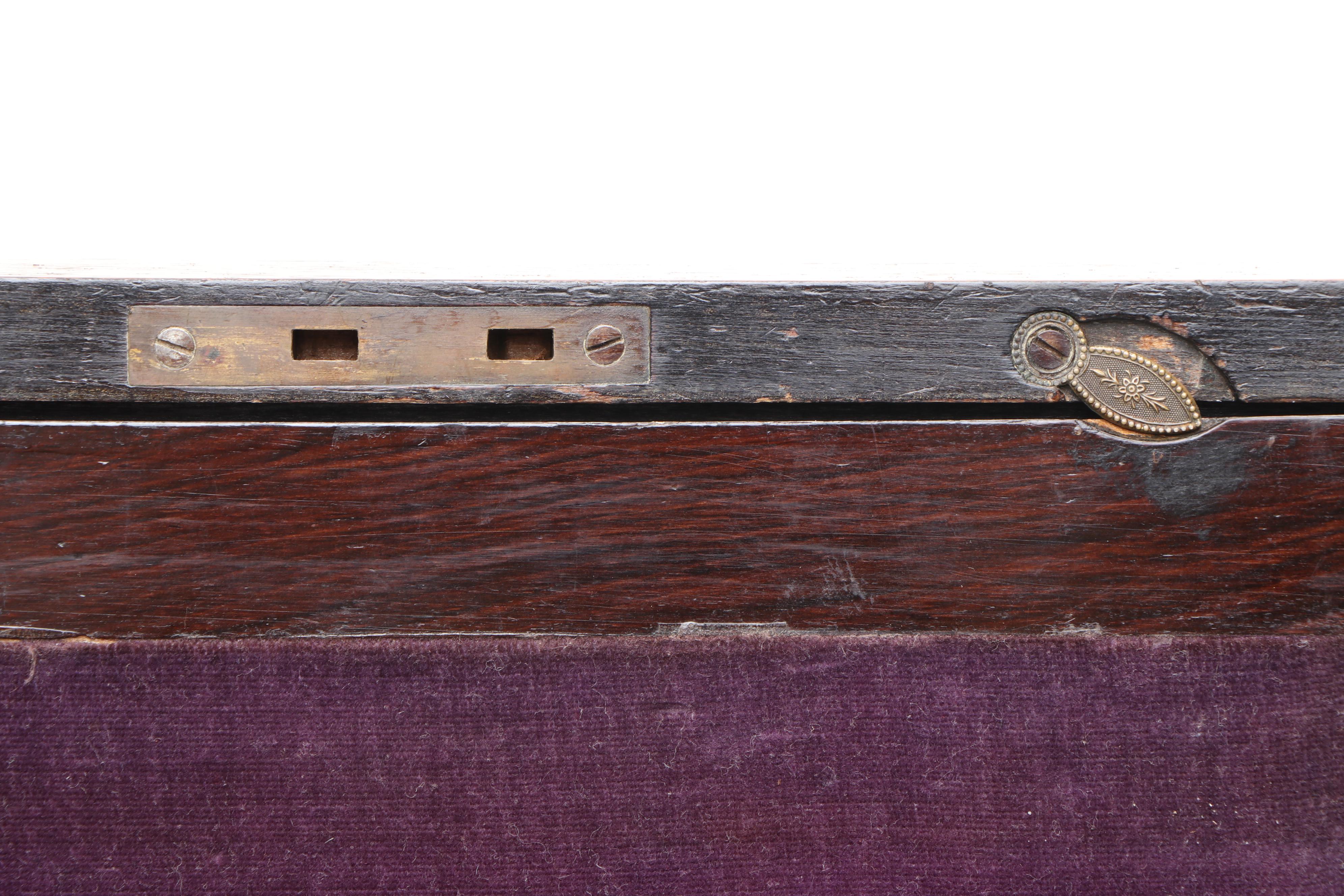 Victorian Rosewood and Brass Inlay Lap Desk, Mid to Late 19th Century