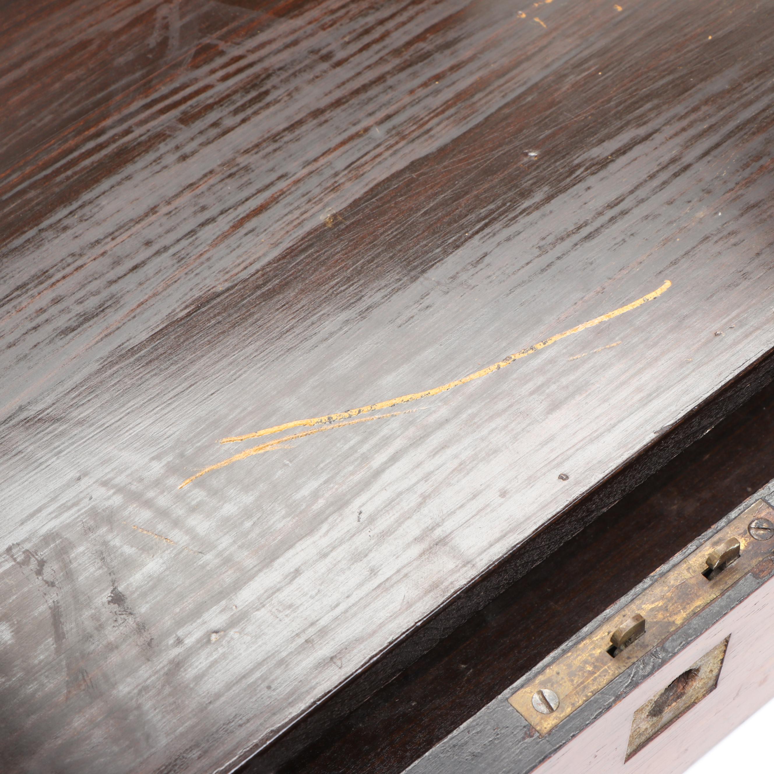 Victorian Rosewood and Brass Inlay Lap Desk, Mid to Late 19th Century
