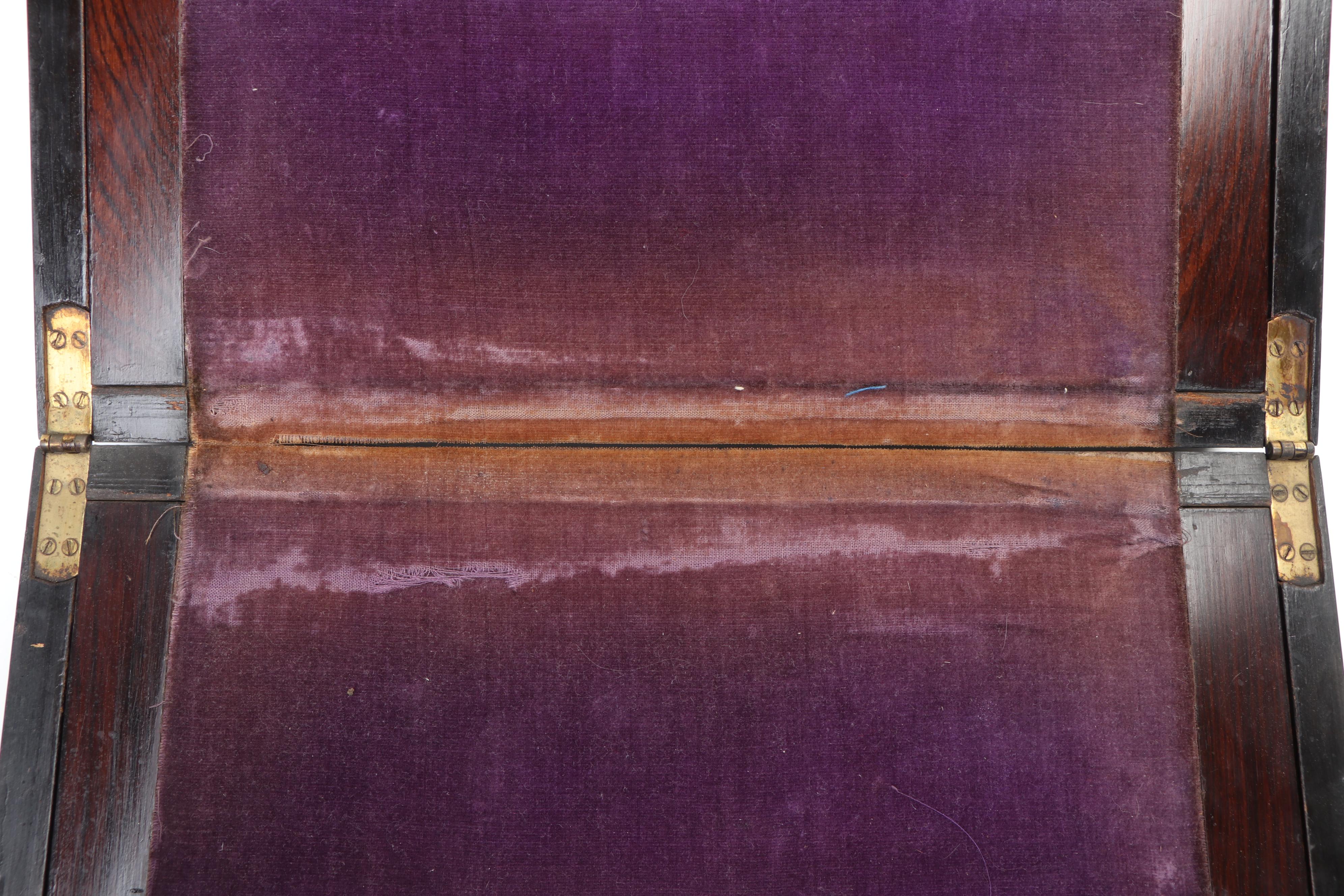 Victorian Rosewood and Brass Inlay Lap Desk, Mid to Late 19th Century