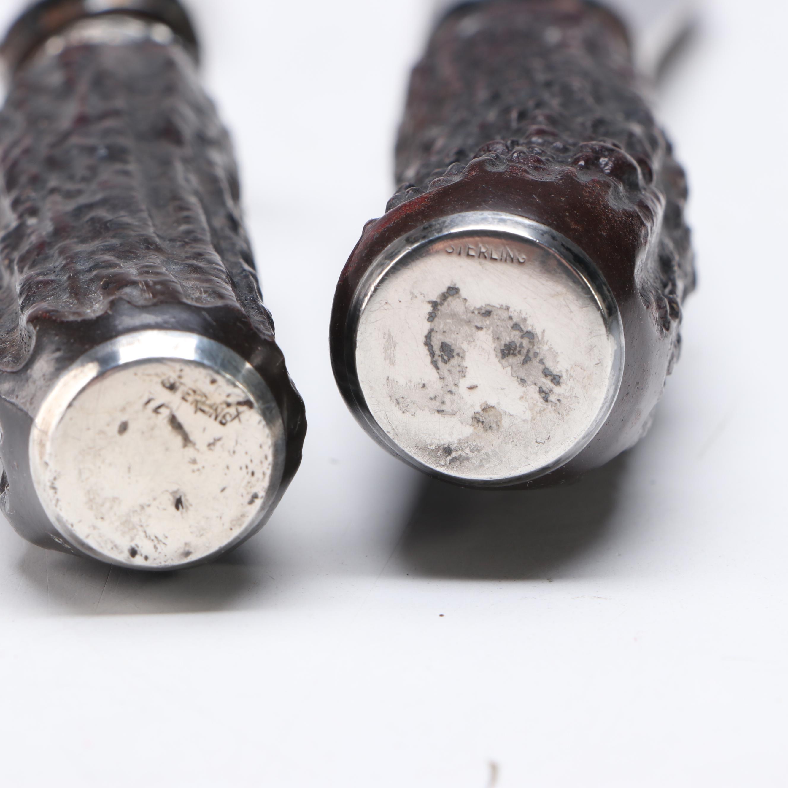 Universal Antler Handled Carving Set with Sterling Mounts