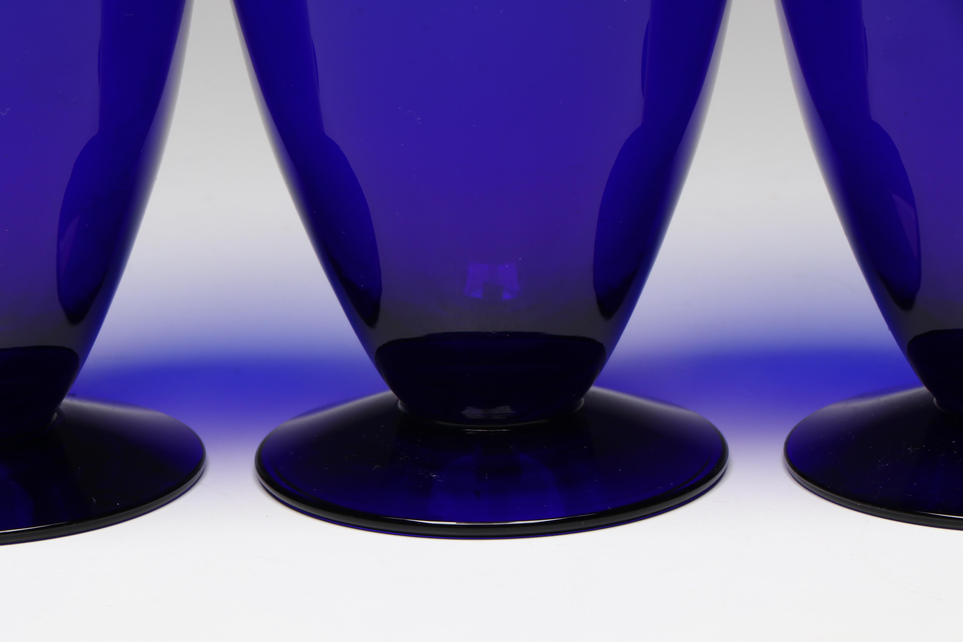 Cobalt Blue Glass Water Goblets