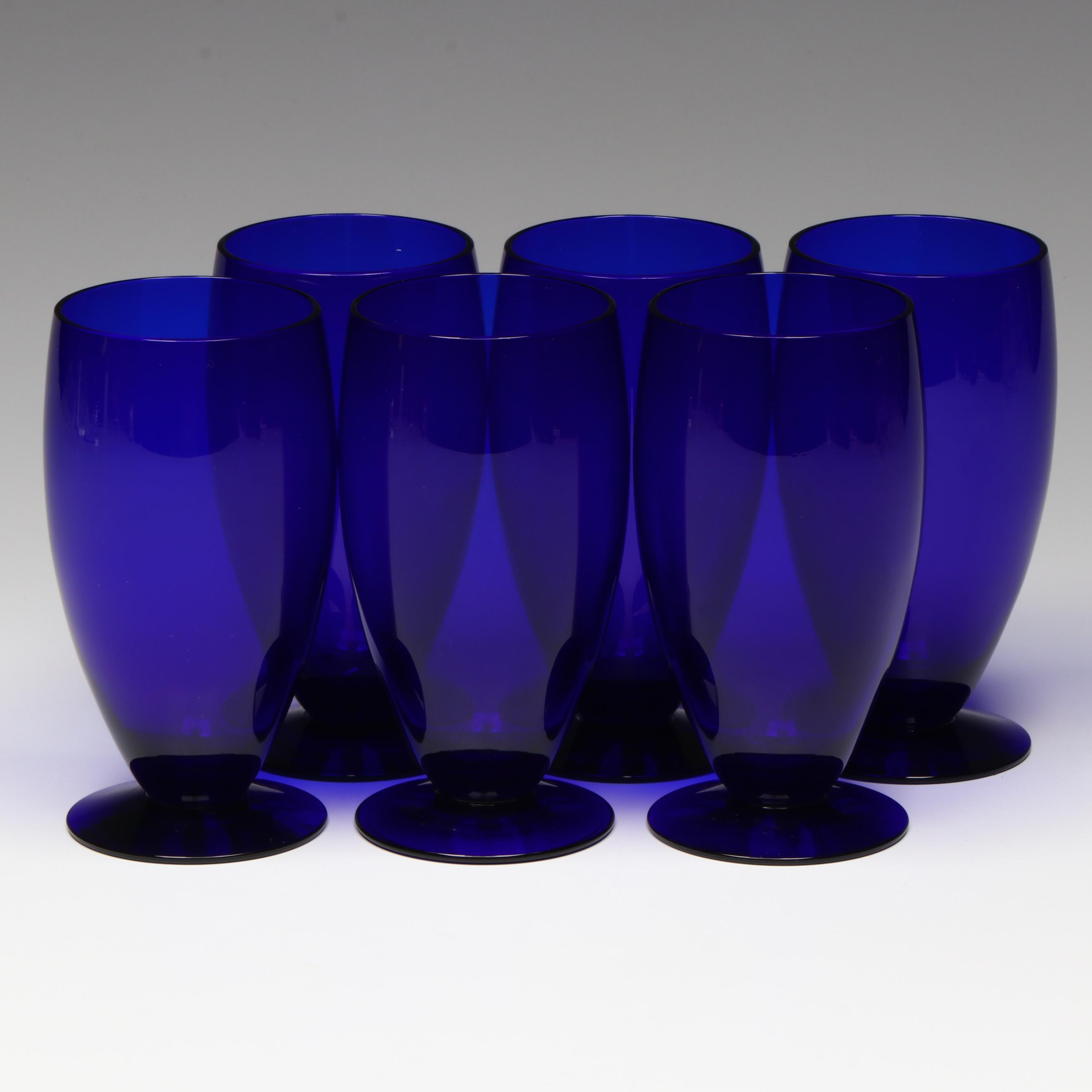 Cobalt Blue Glass Water Goblets