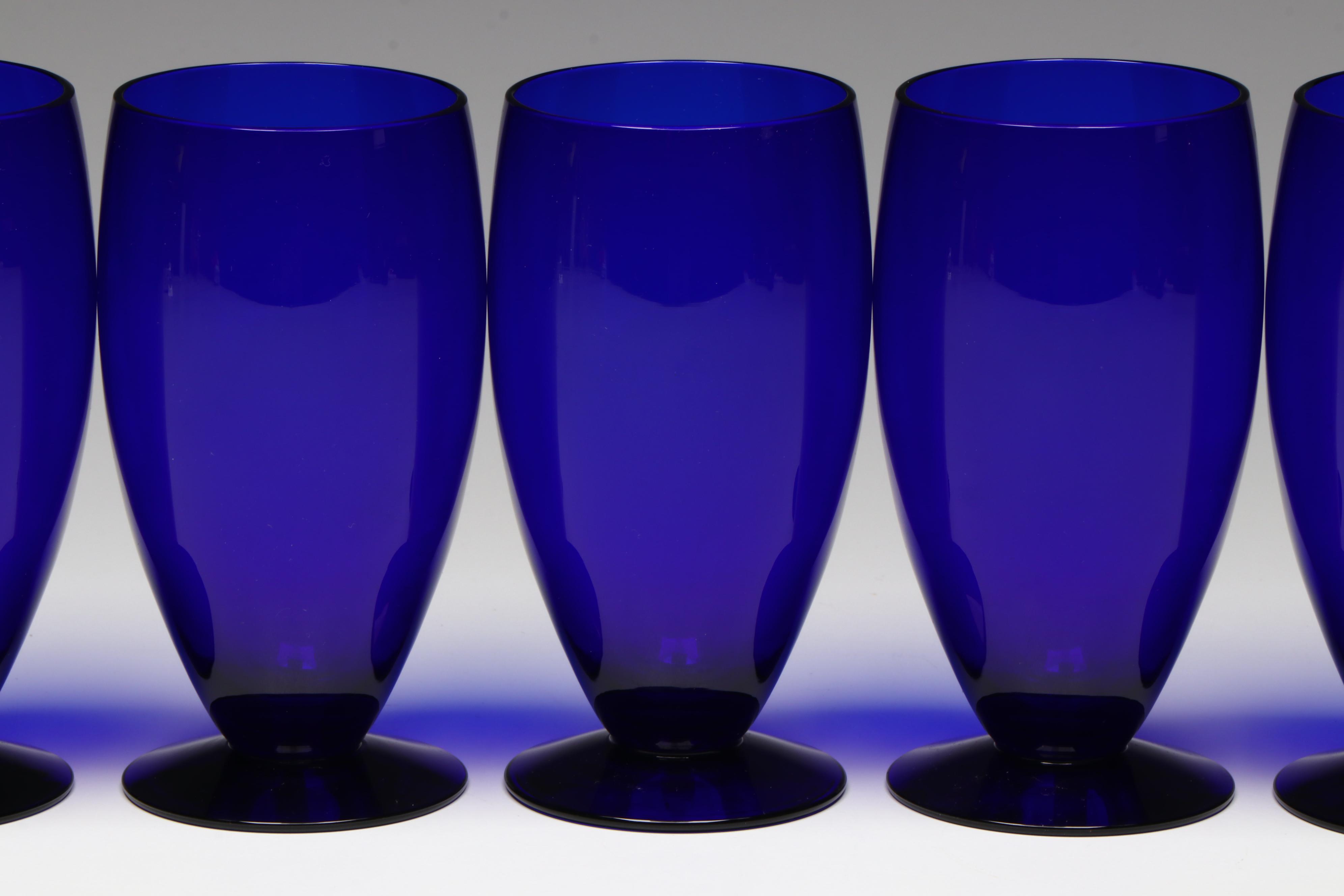 Cobalt Blue Glass Water Goblets