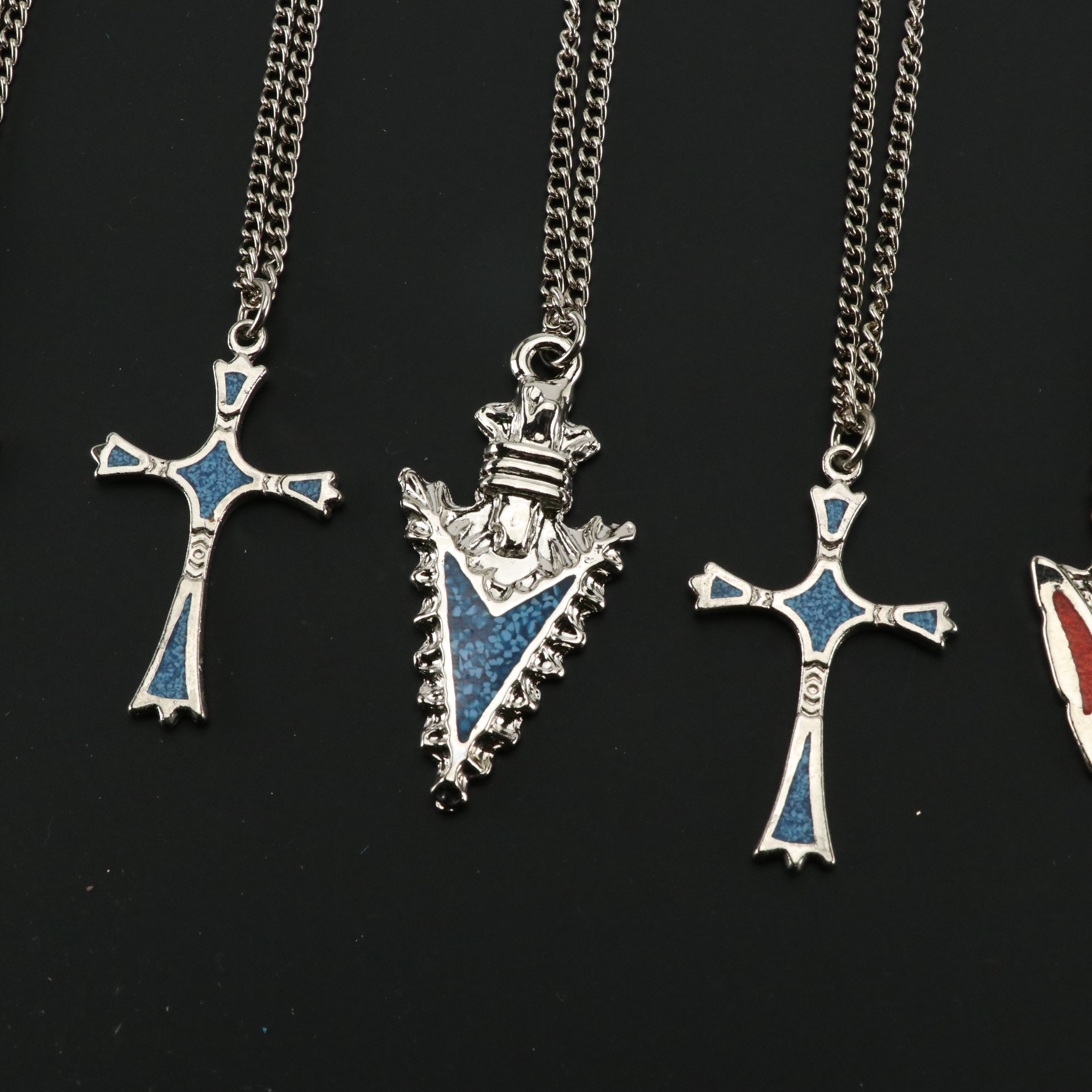 Southwestern Style Inlay Costume Pendant Necklaces