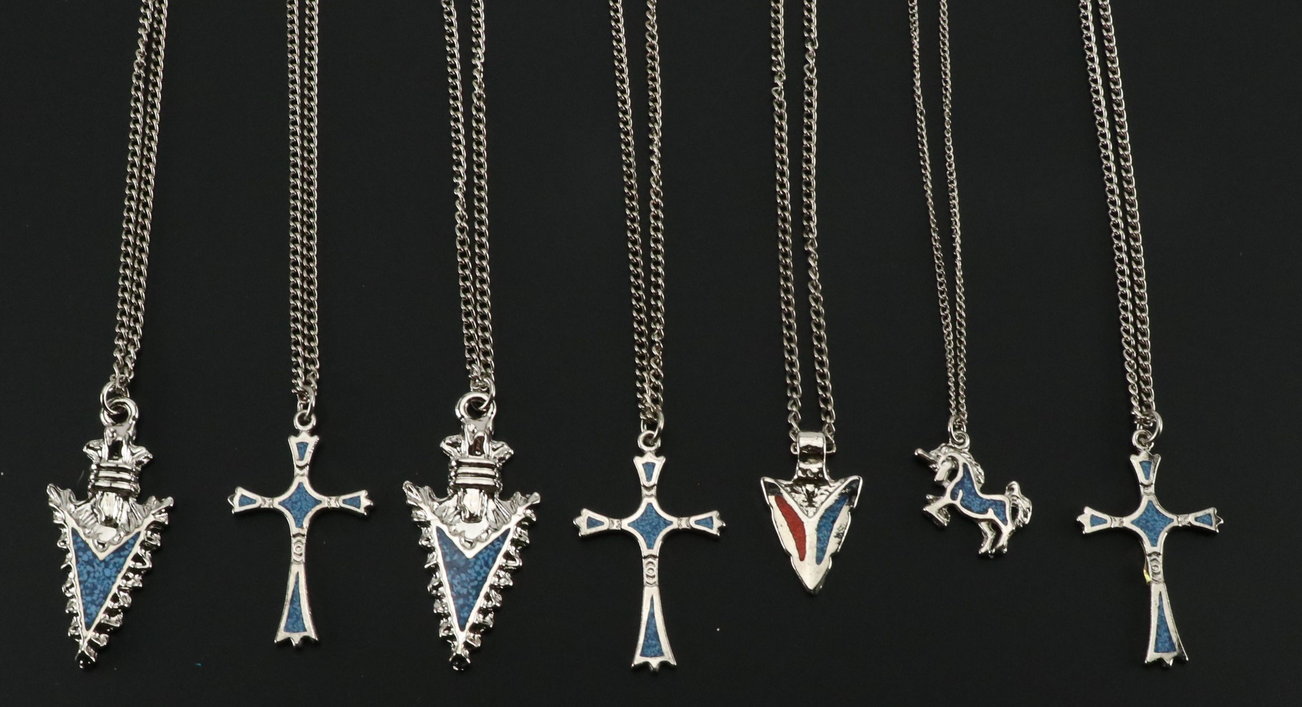 Southwestern Style Inlay Costume Pendant Necklaces