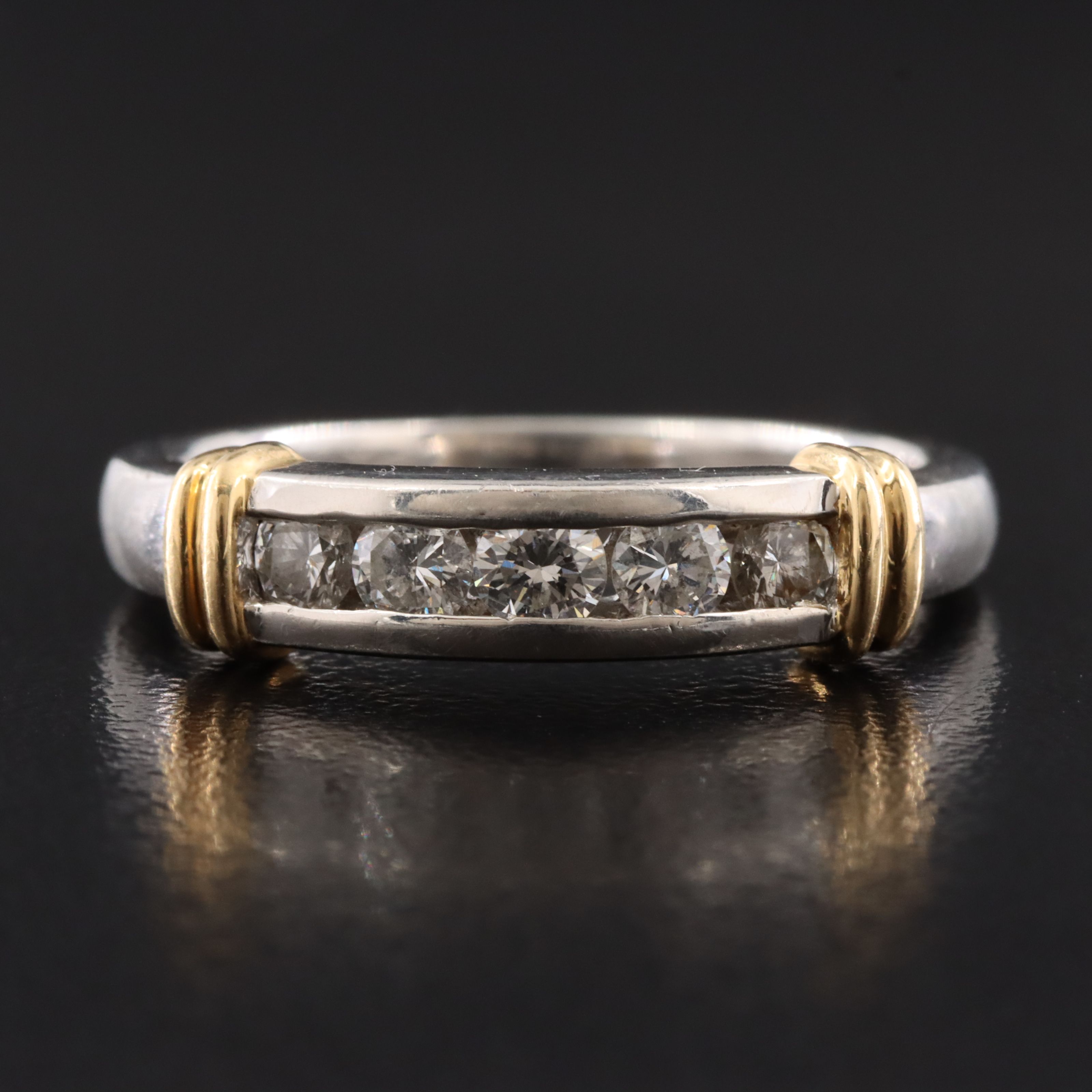 Platinum 0.45 CTW Diamond Channel Set Band with 14K Accents