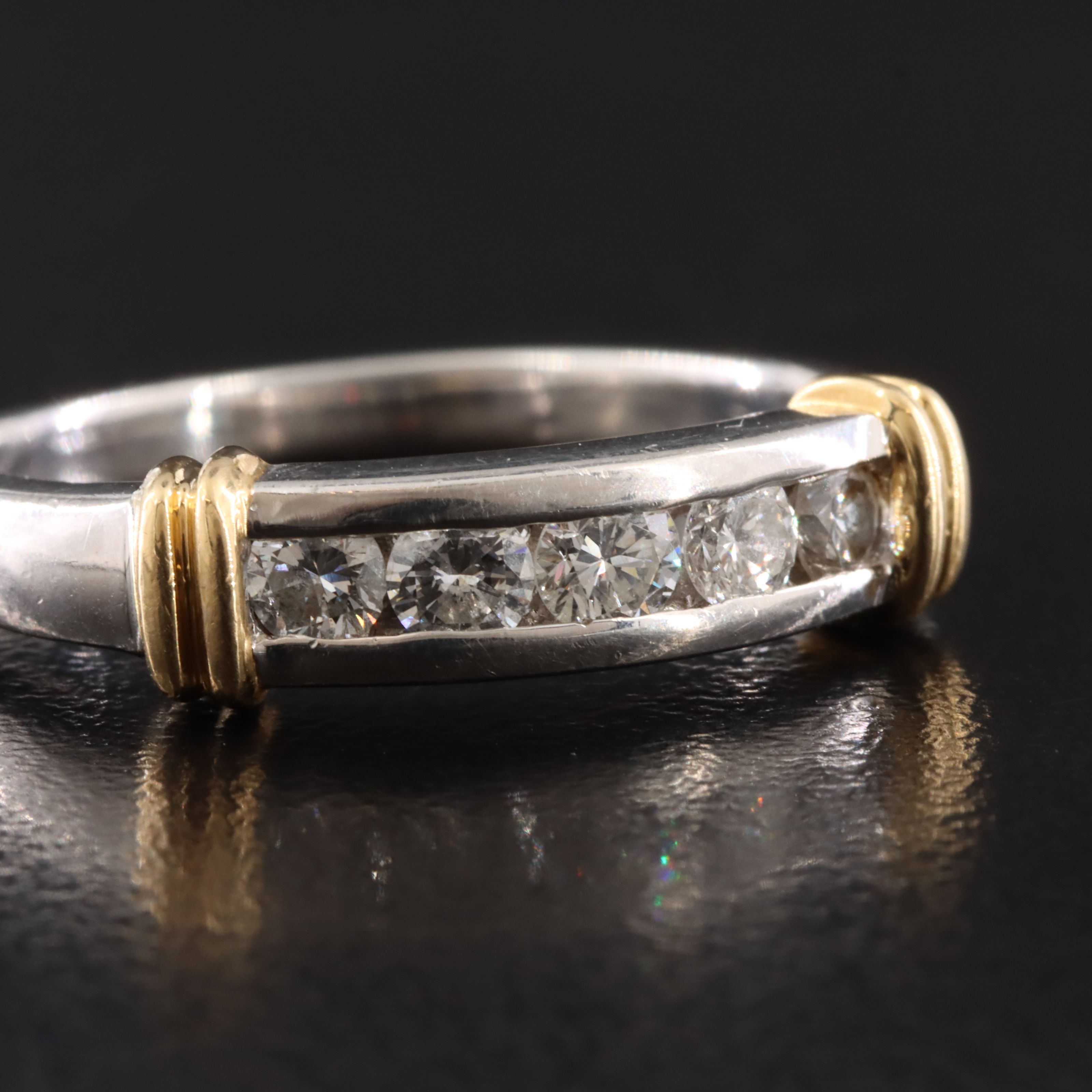 Platinum 0.45 CTW Diamond Channel Set Band with 14K Accents