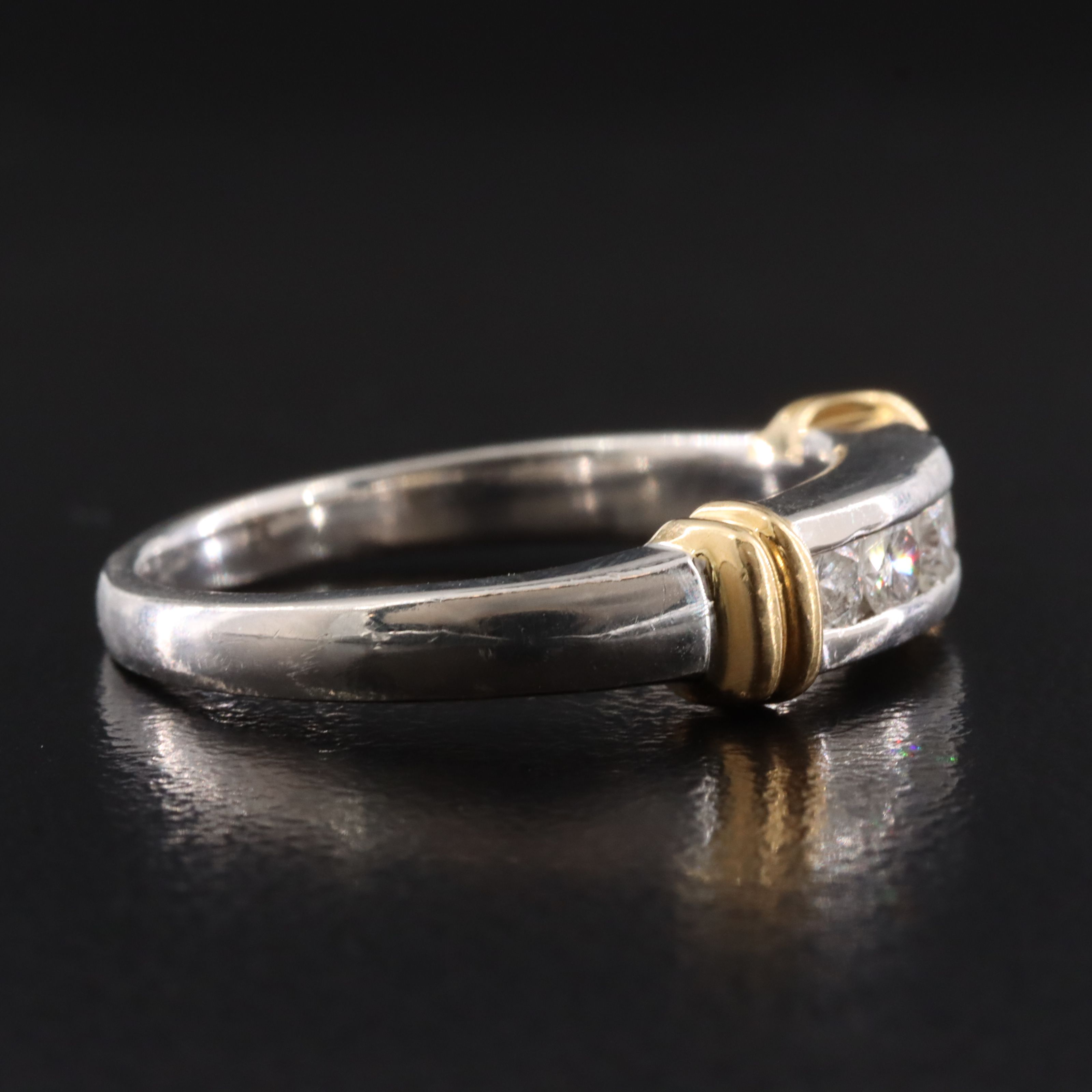 Platinum 0.45 CTW Diamond Channel Set Band with 14K Accents