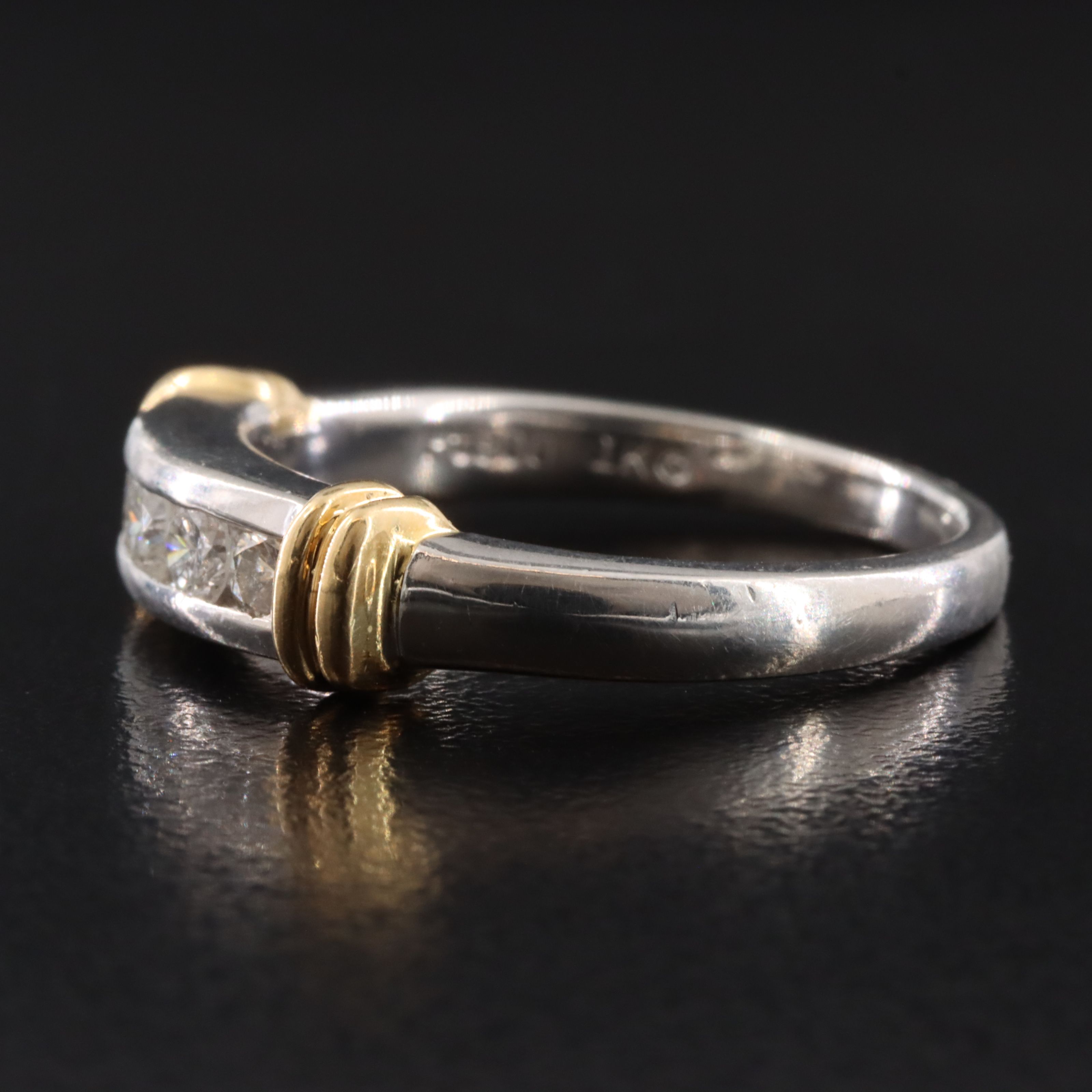 Platinum 0.45 CTW Diamond Channel Set Band with 14K Accents