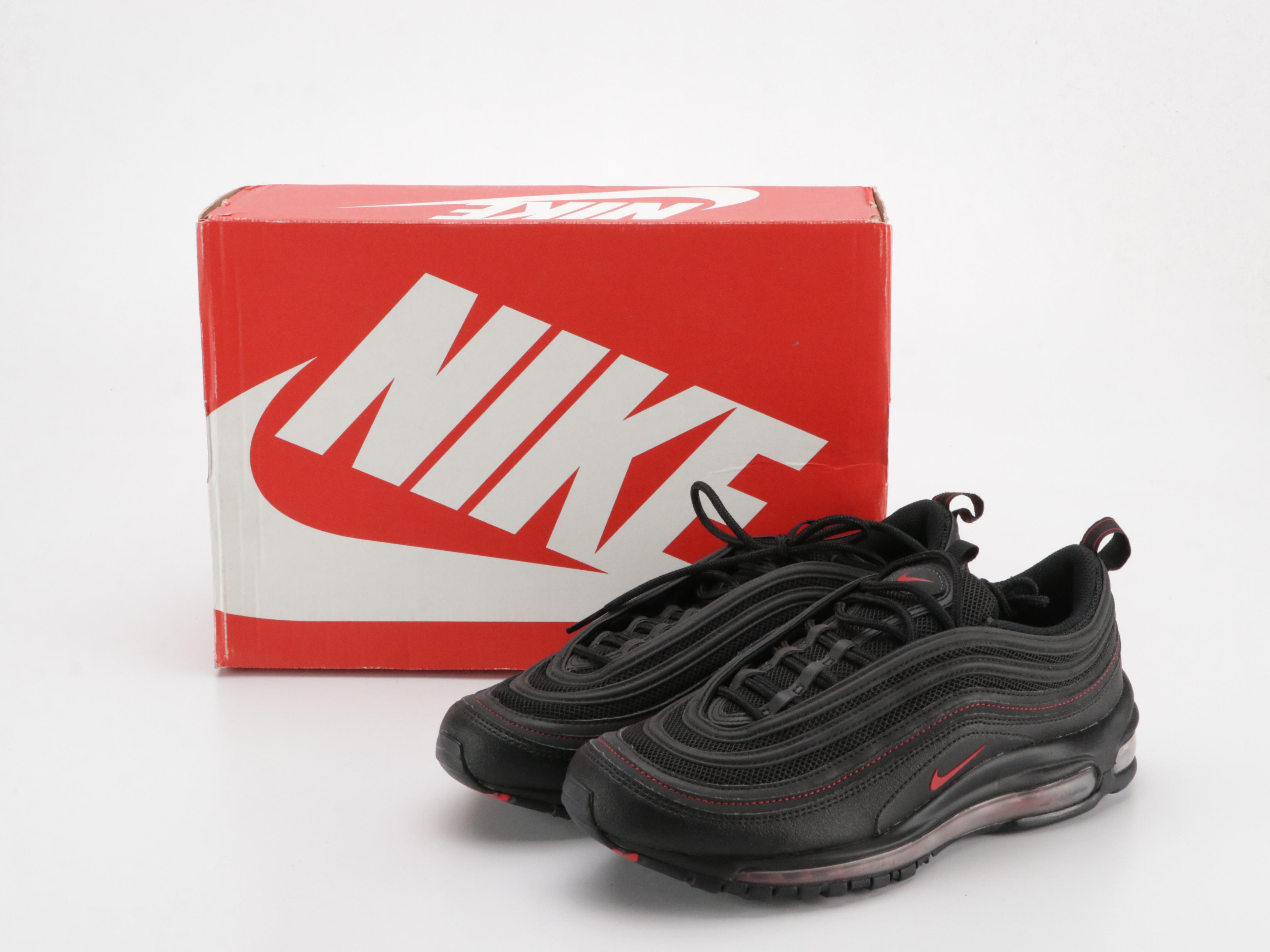 Men's Nike Air Max 97 Sneakers in "Black/University Red," With Box