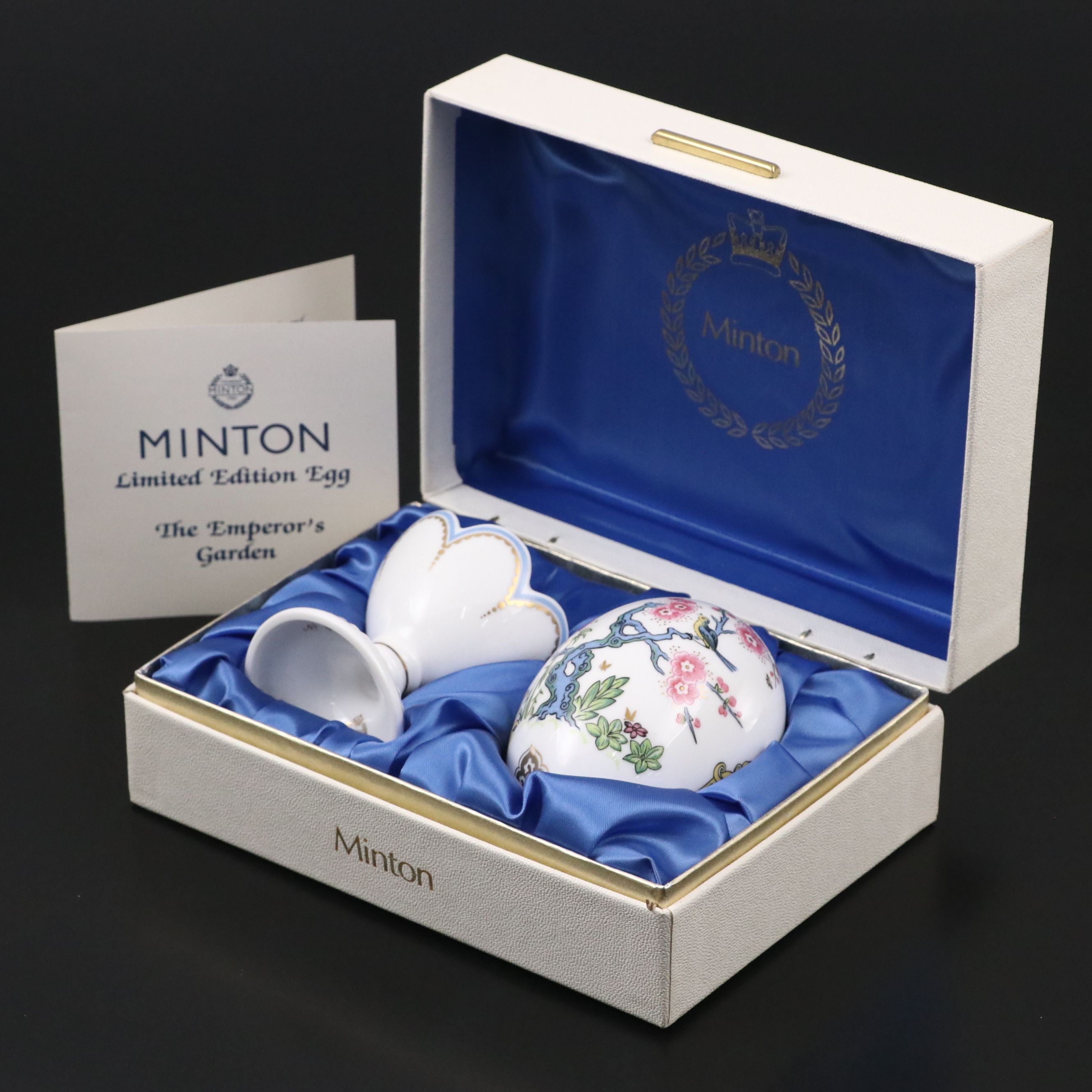 Minton "The Emperor's Garden" English Bone China Egg with Stand