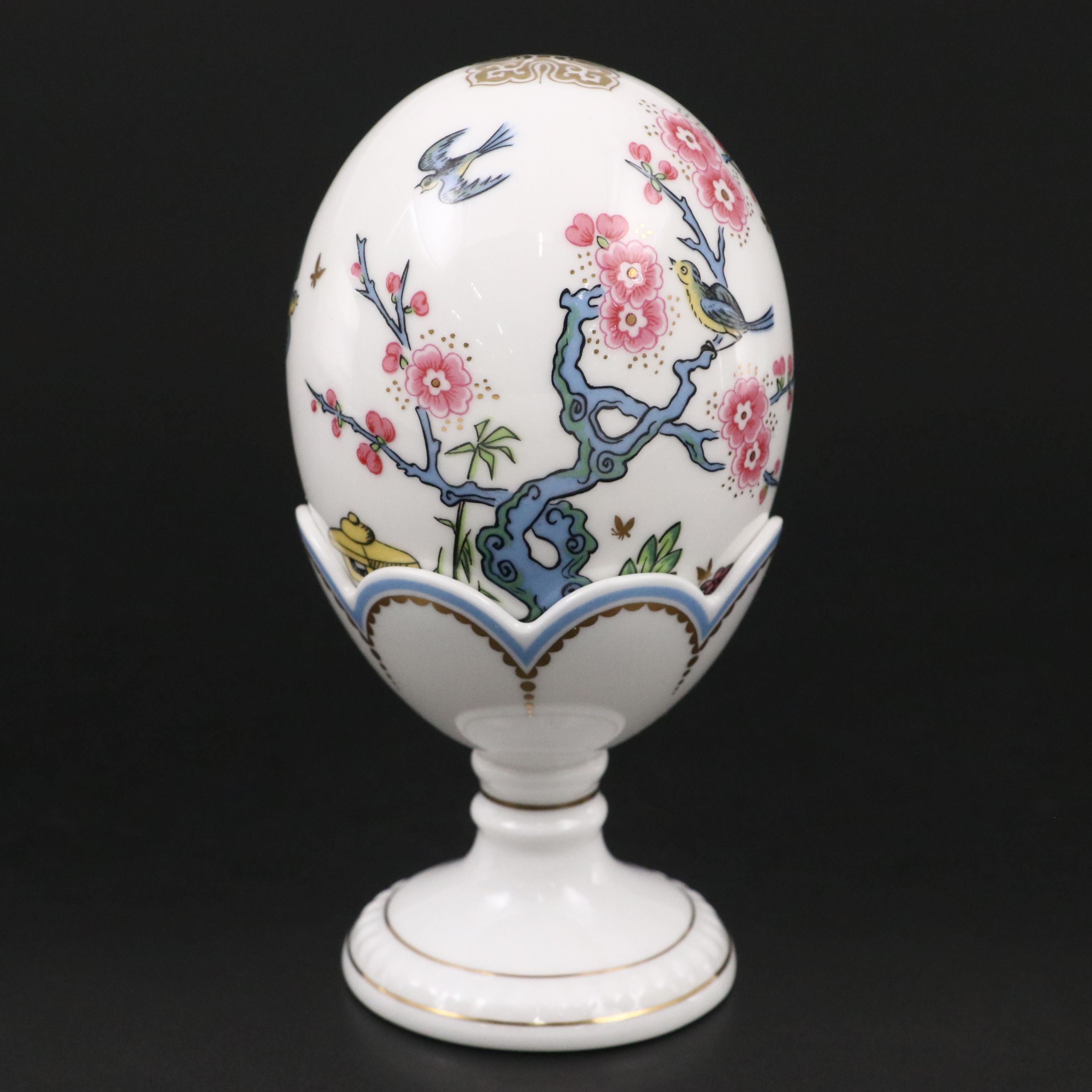 Minton "The Emperor's Garden" English Bone China Egg with Stand
