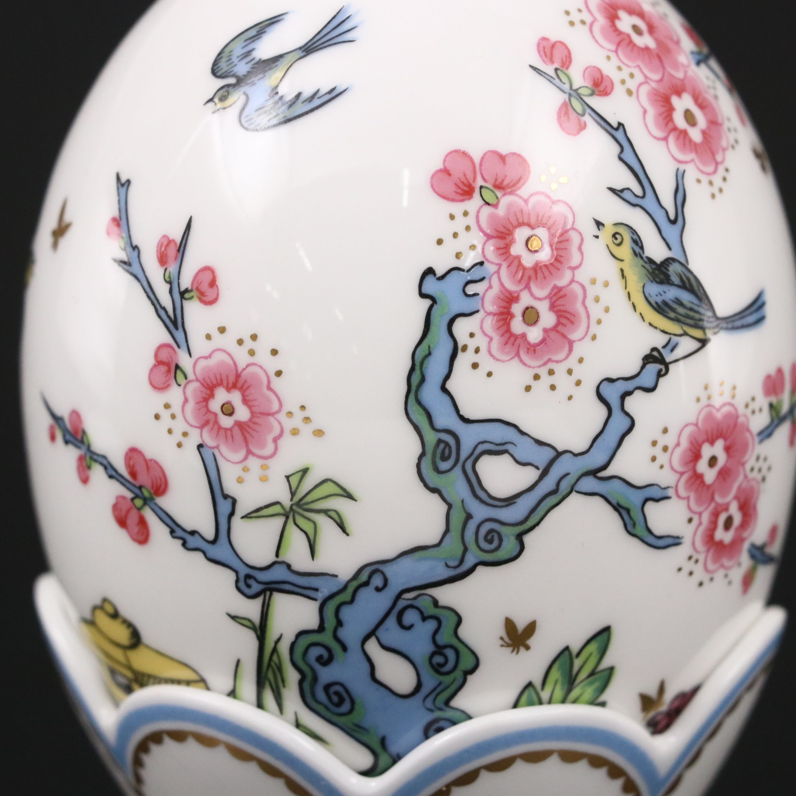 Minton "The Emperor's Garden" English Bone China Egg with Stand