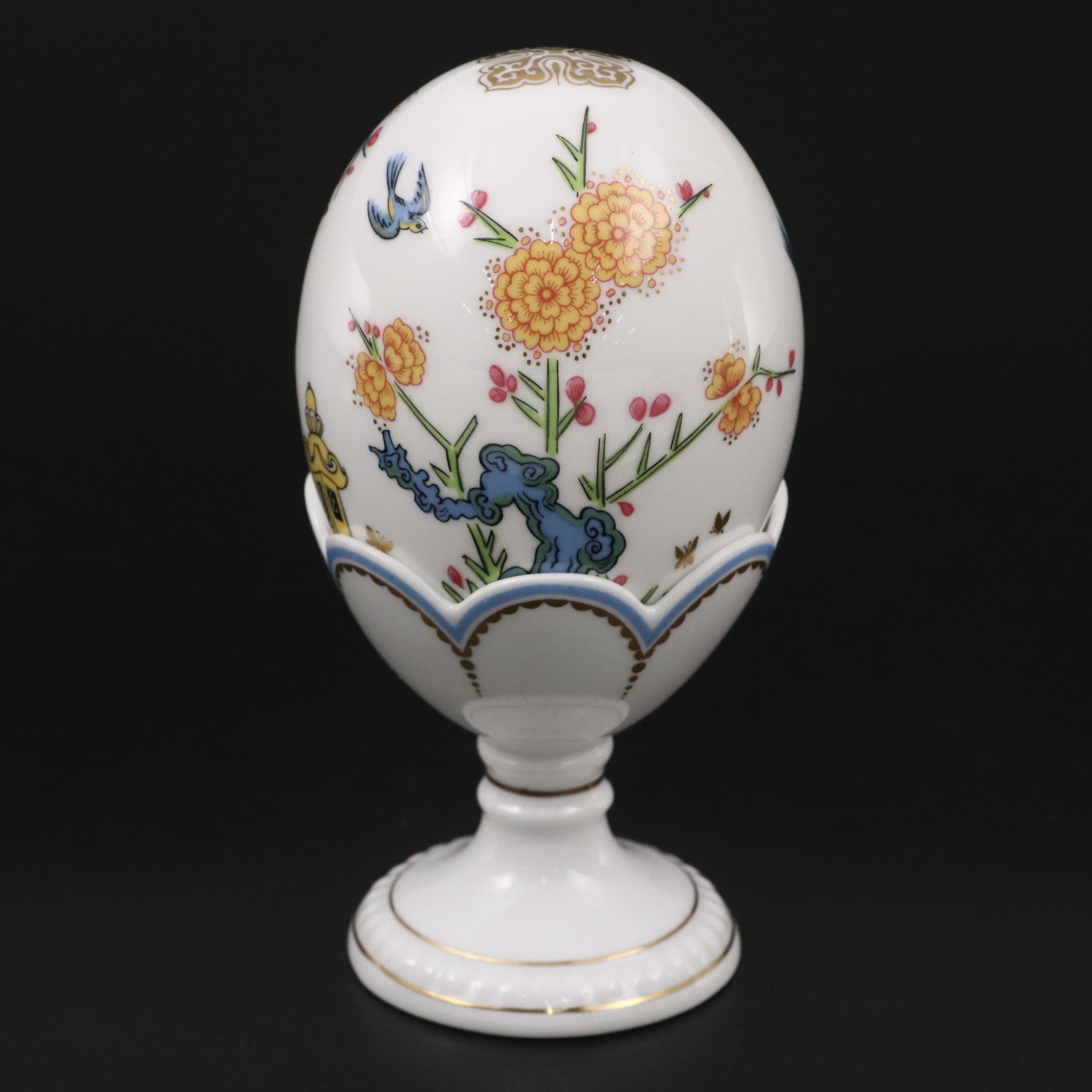 Minton "The Emperor's Garden" English Bone China Egg with Stand