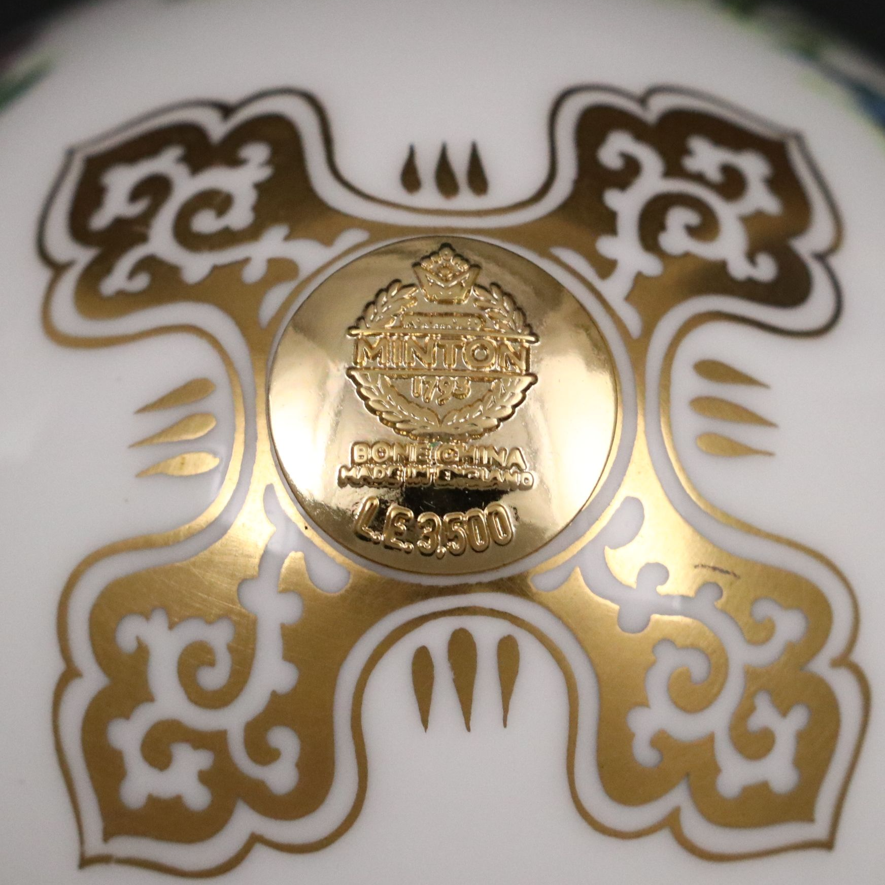 Minton "The Emperor's Garden" English Bone China Egg with Stand