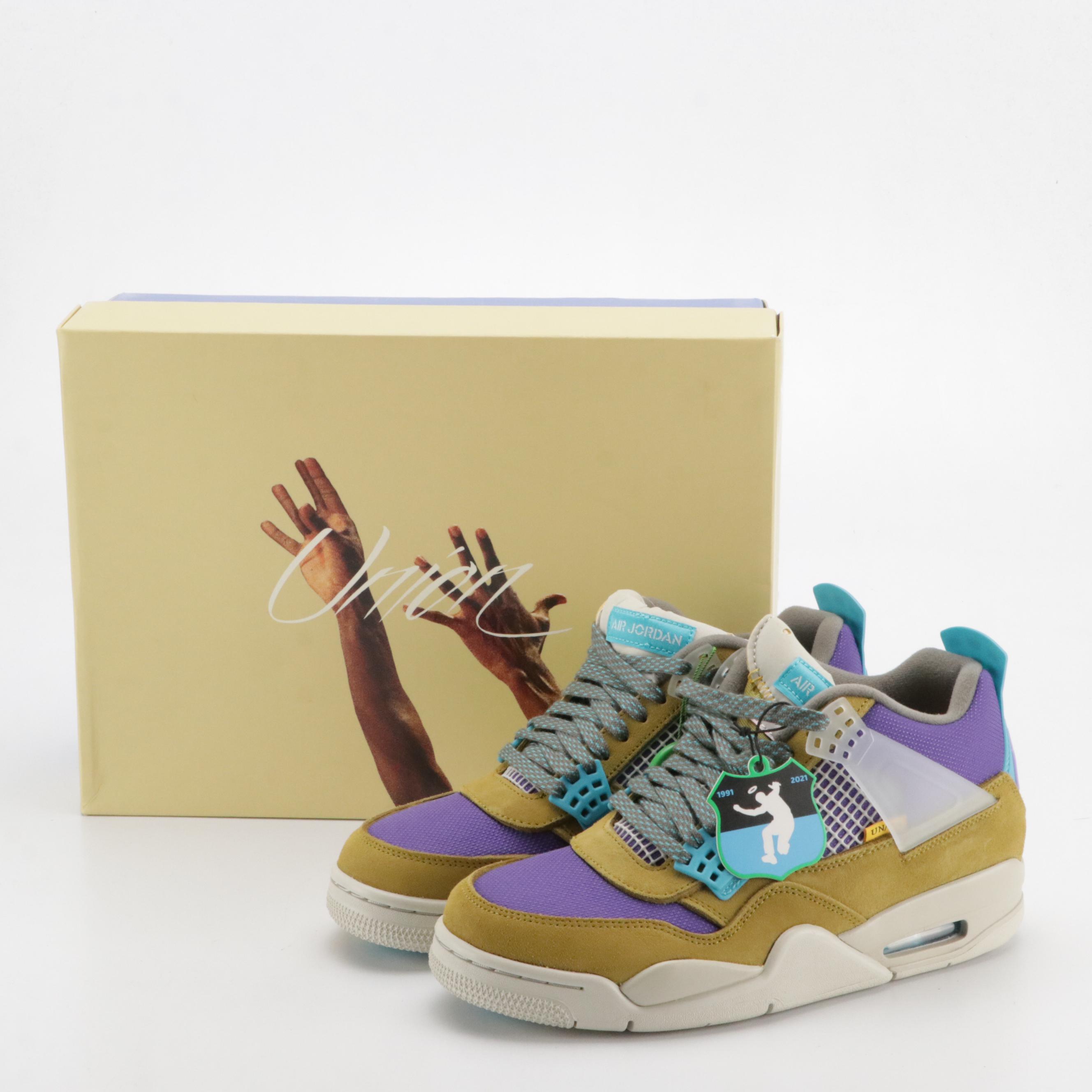 Air Jordan 4 Retro SP Sneakers in "Desert Moss/Turquoise Blue," With Box