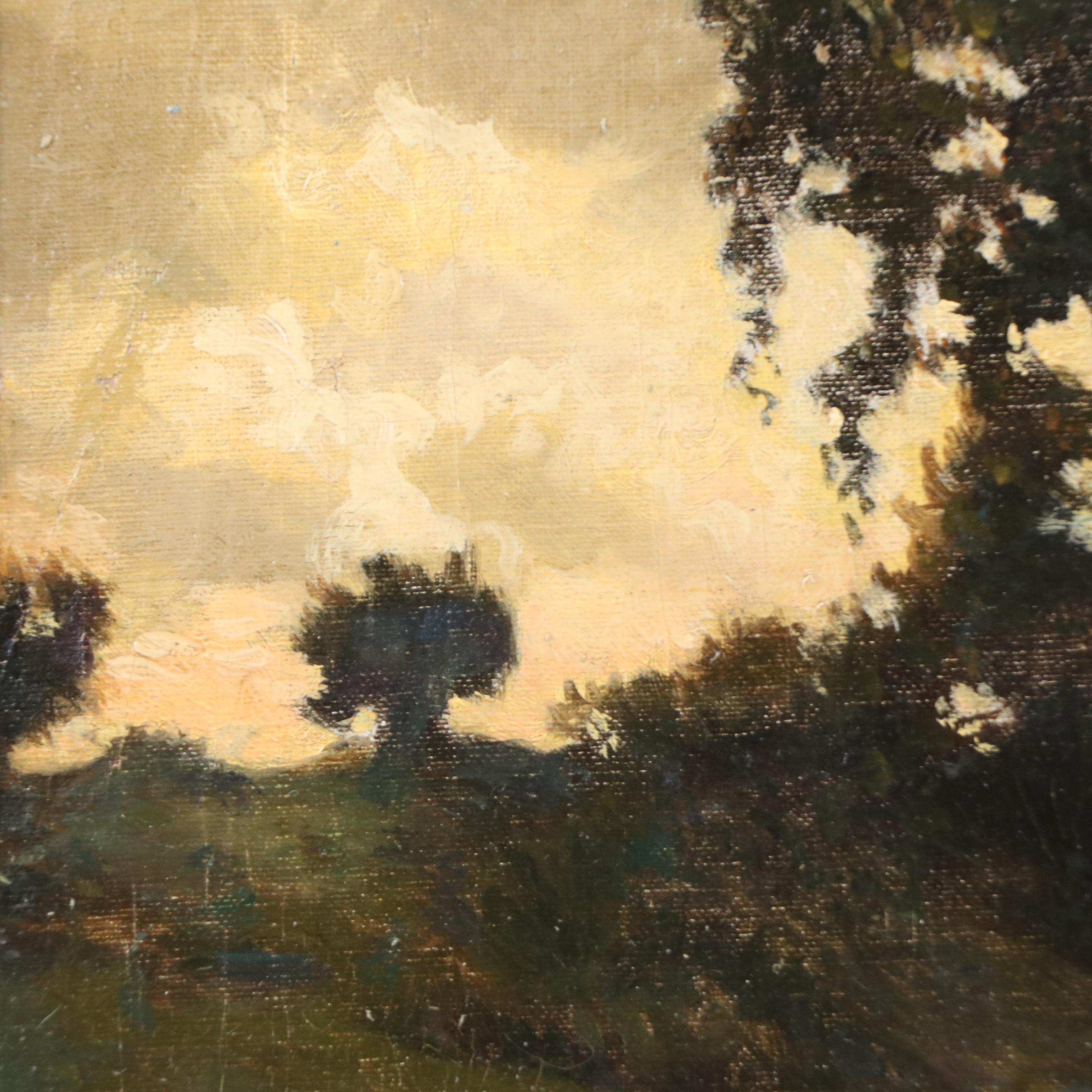 Landscape Oil Painting of Copse of Trees, Late 19th to Early 20th C.