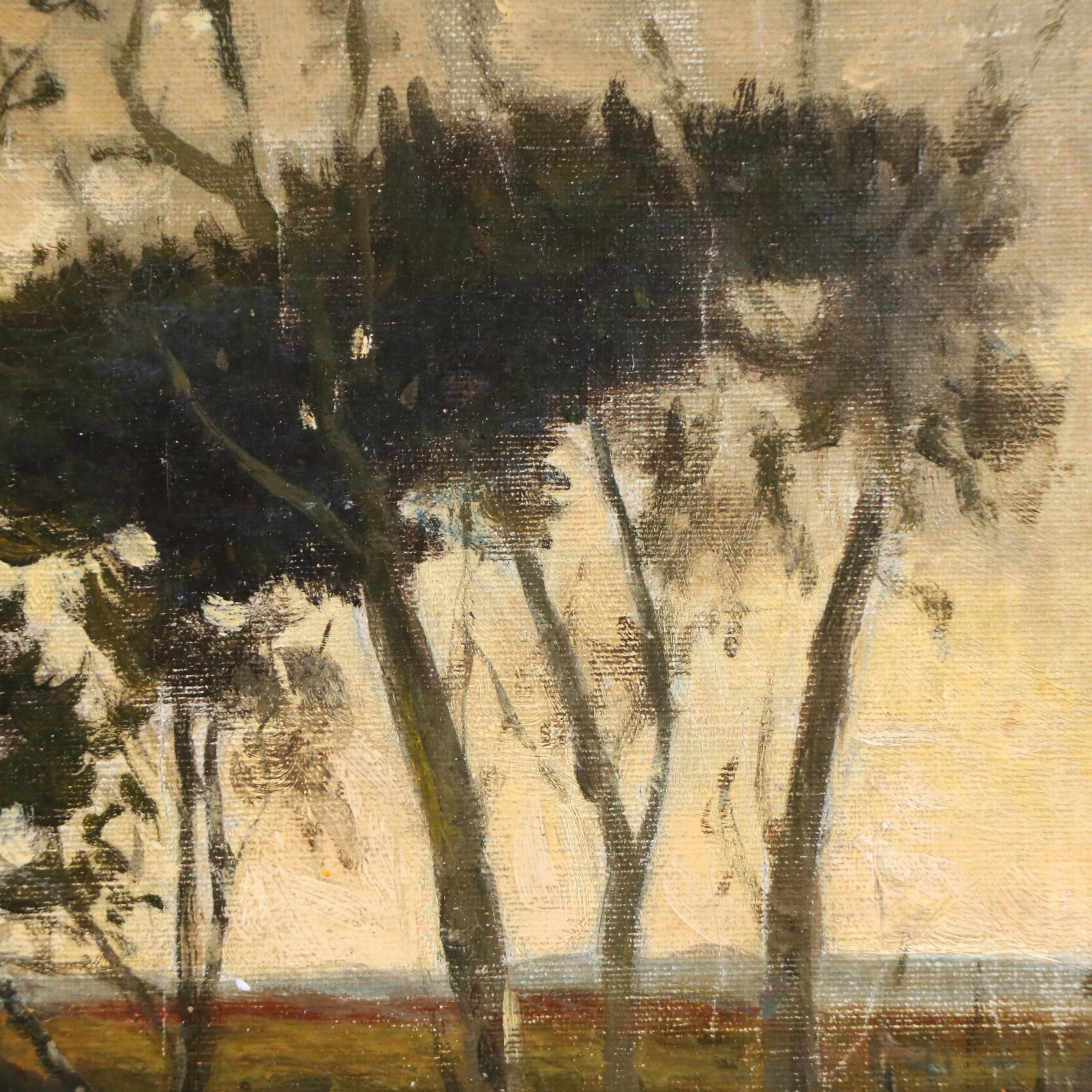 Landscape Oil Painting of Copse of Trees, Late 19th to Early 20th C.