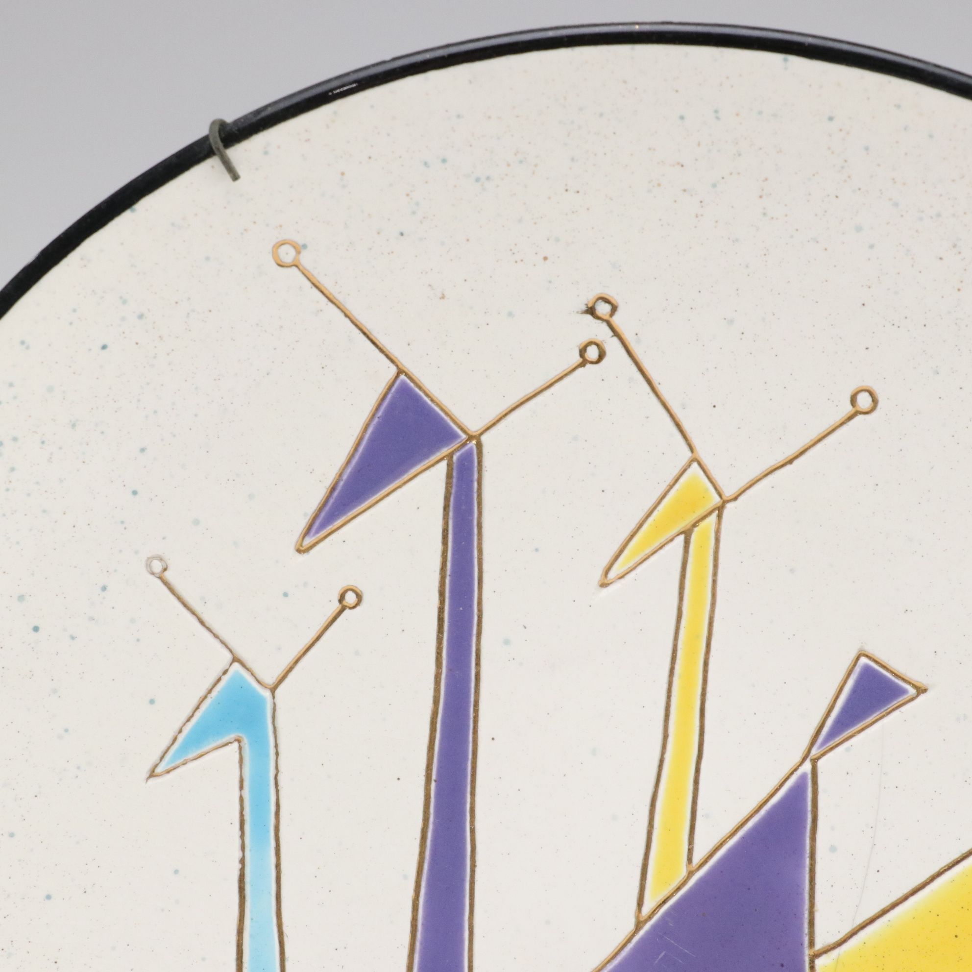 Rolland Karshner Gilt Accented Geometric Animal Plate, 1959