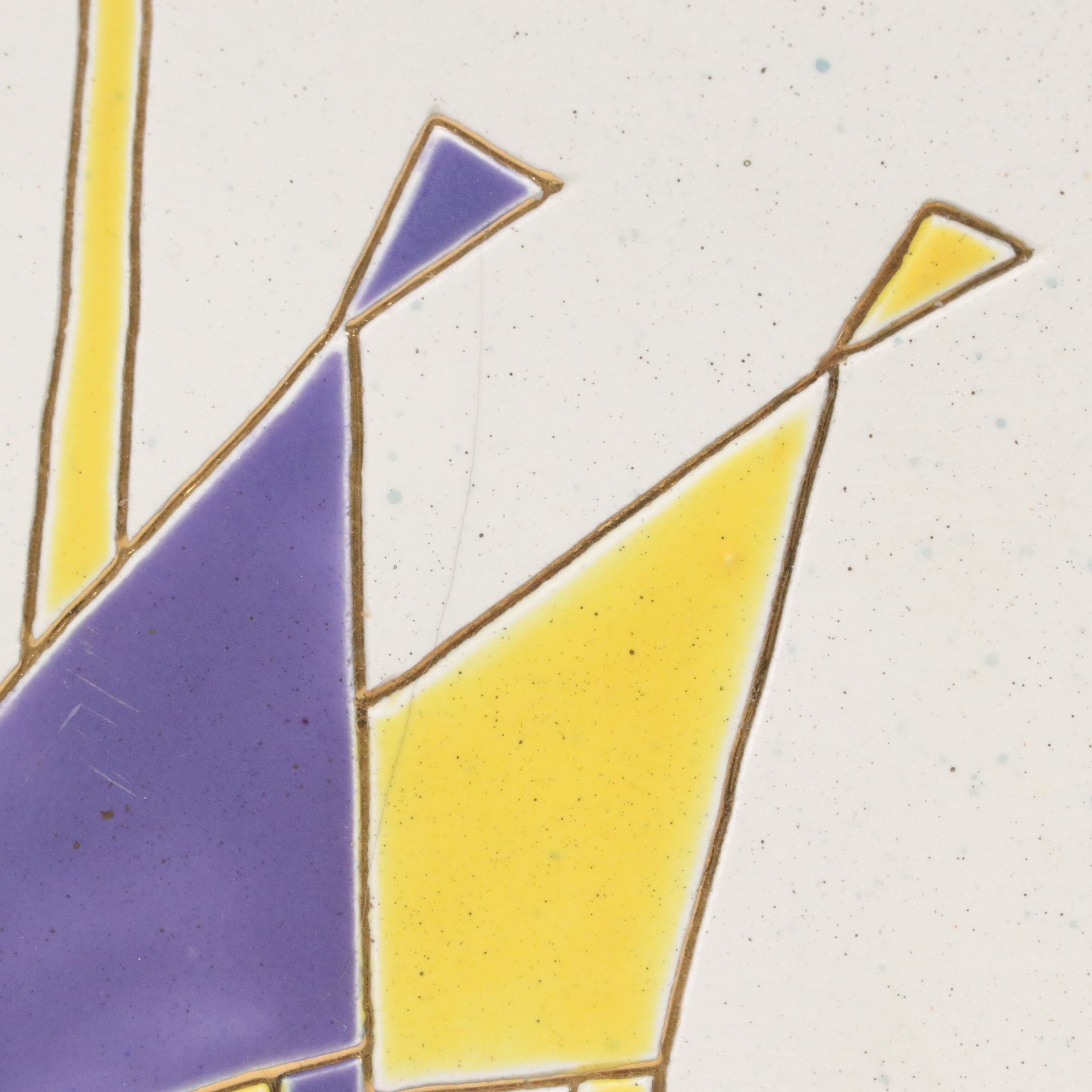 Rolland Karshner Gilt Accented Geometric Animal Plate, 1959