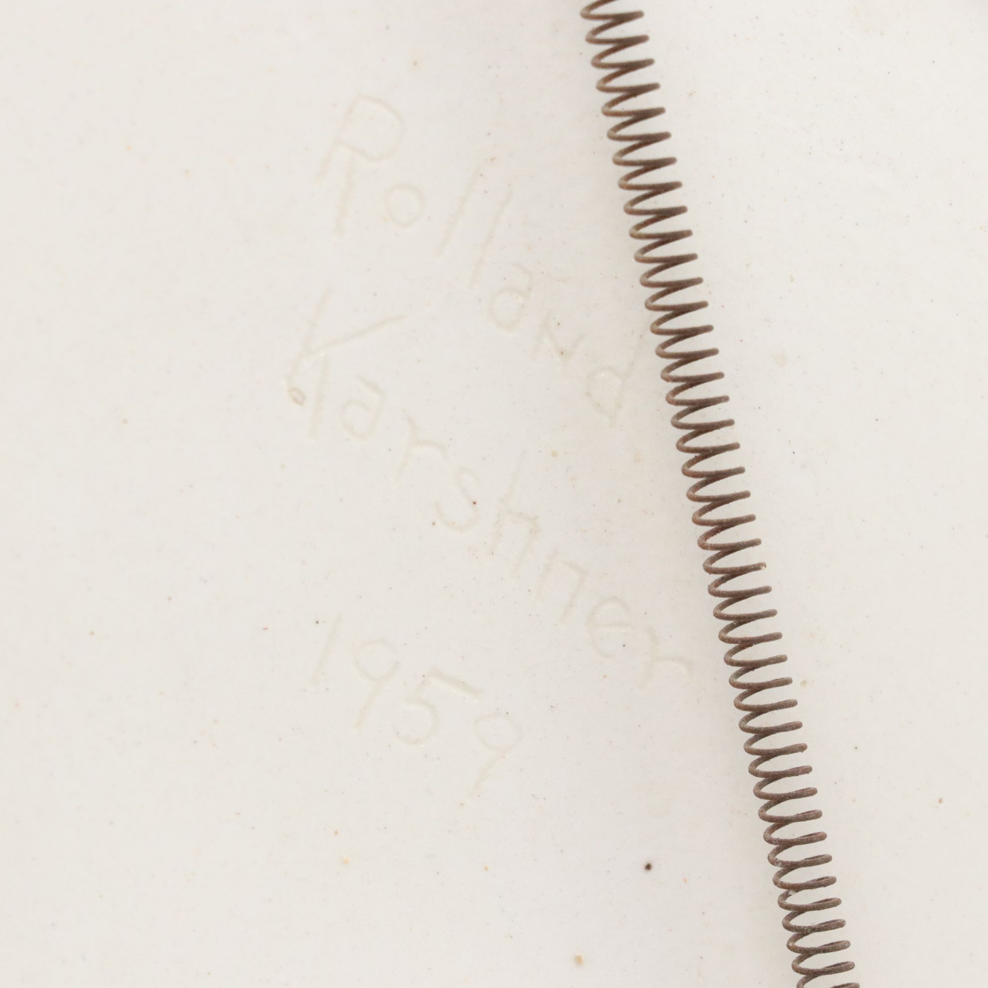 Rolland Karshner Gilt Accented Geometric Animal Plate, 1959