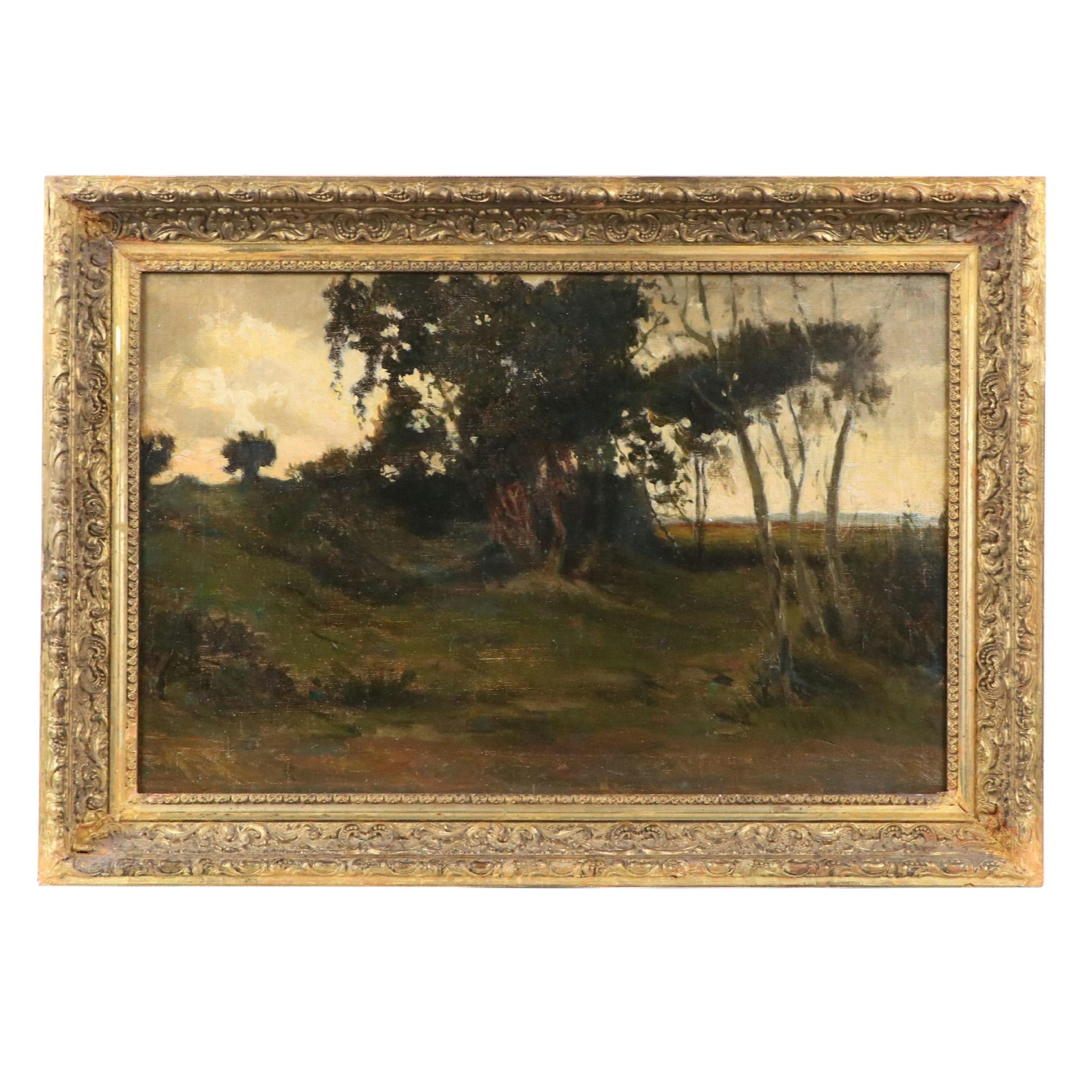 Landscape Oil Painting of Copse of Trees, Late 19th to Early 20th C.