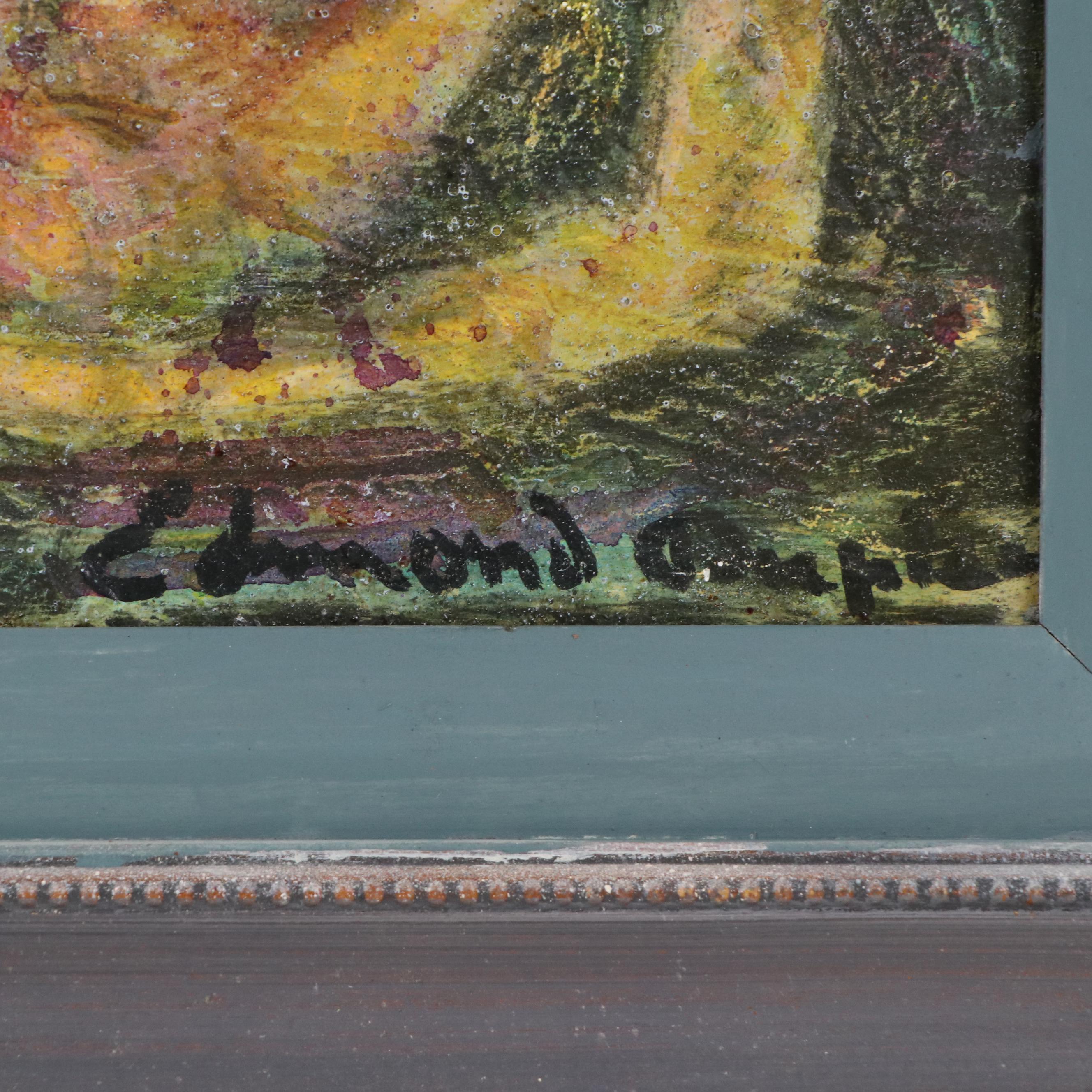 Edmund Marie Dupuis Mixed Media on Board "Place," 20th C.