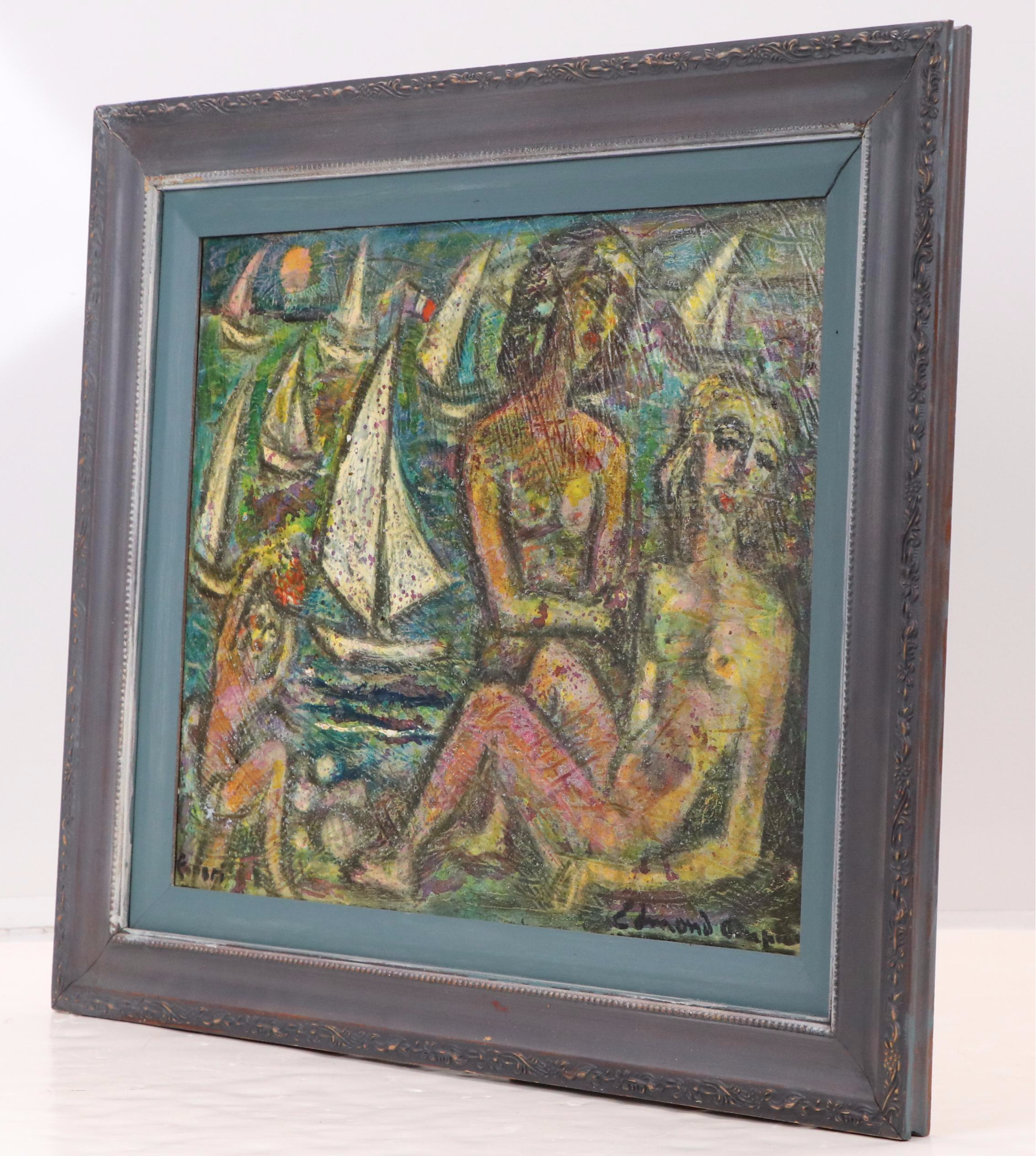 Edmund Marie Dupuis Mixed Media on Board "Place," 20th C.