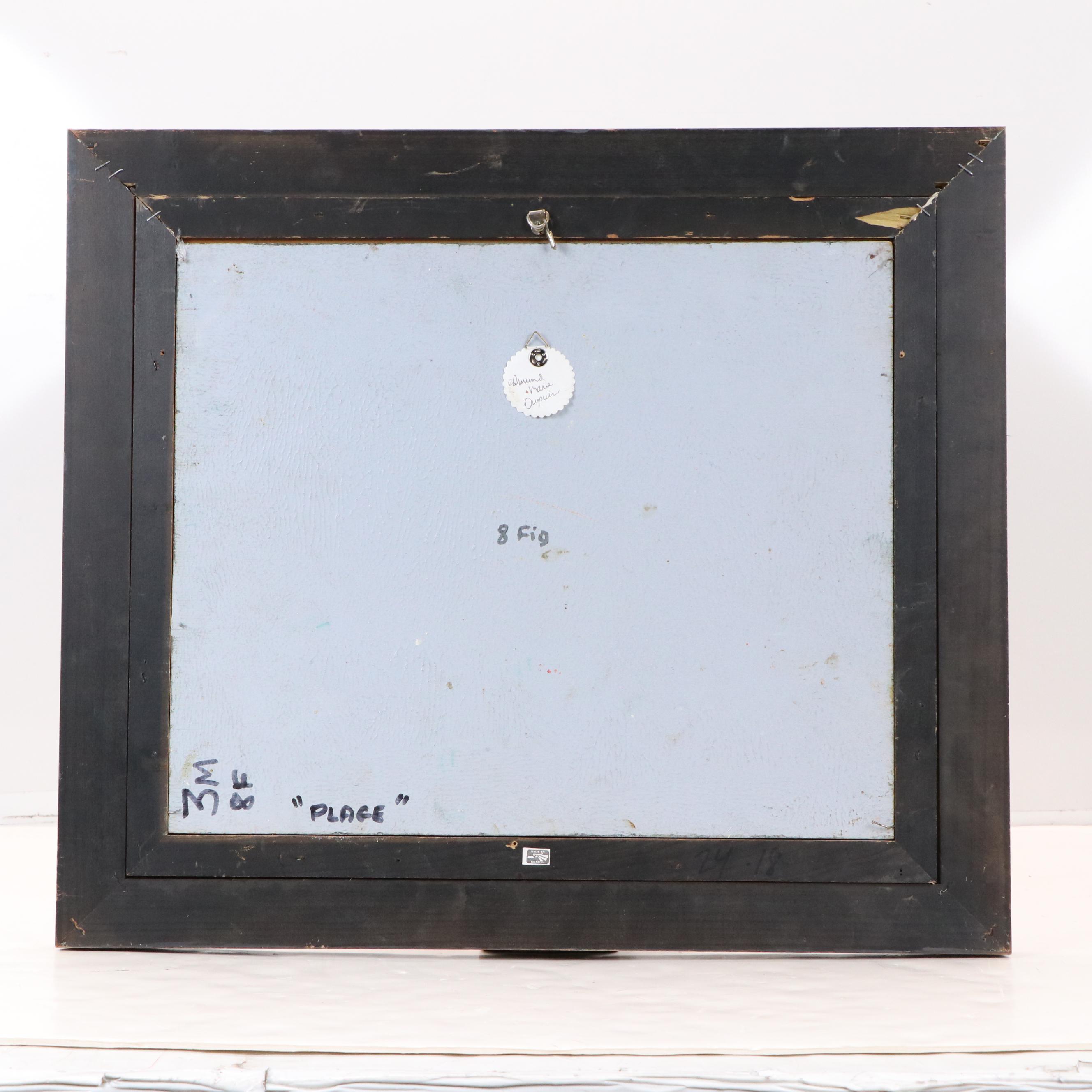 Edmund Marie Dupuis Mixed Media on Board "Place," 20th C.