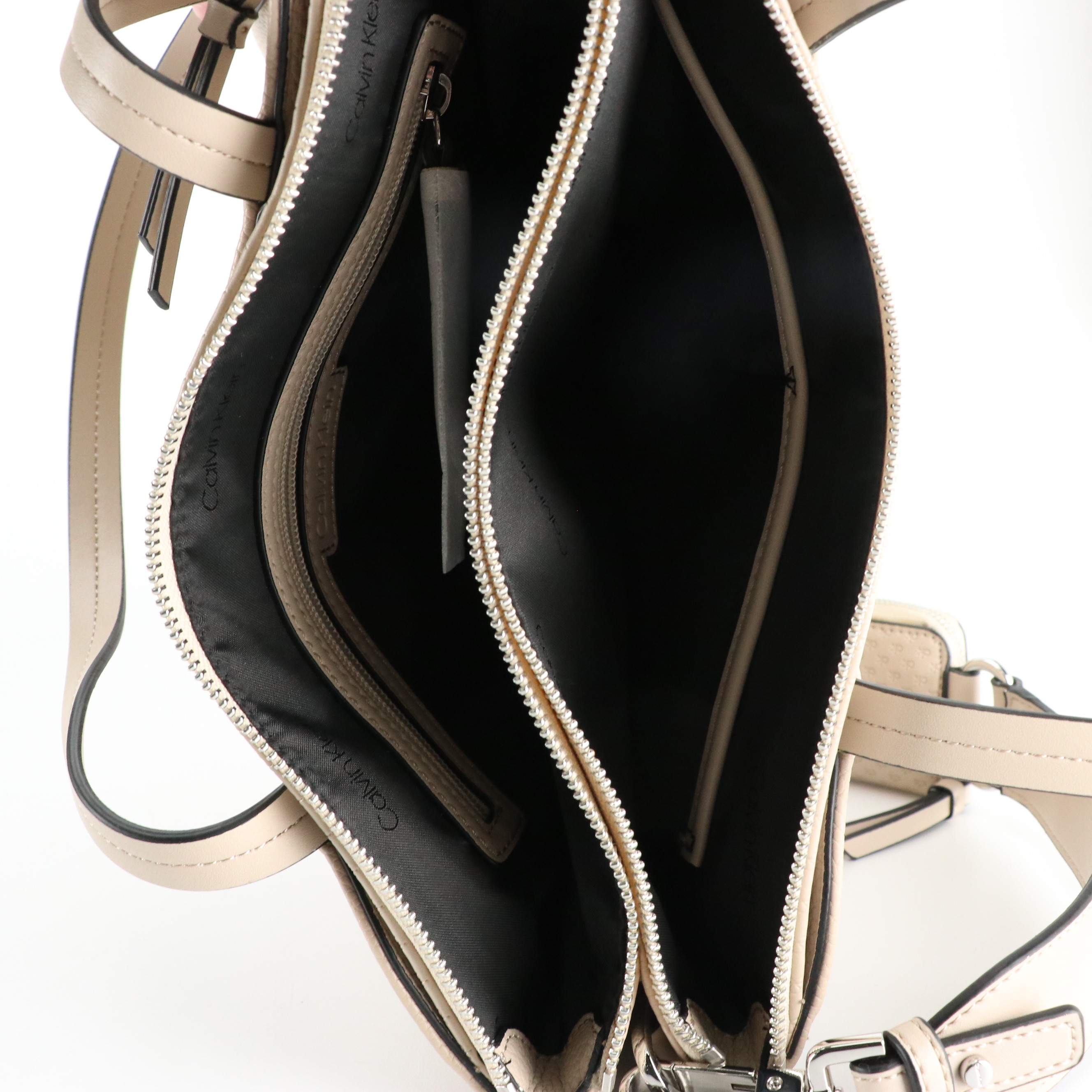 Calvin Klein Braided Strap Shoulder Bag and Two-Way Tote in Faux Grained Leather