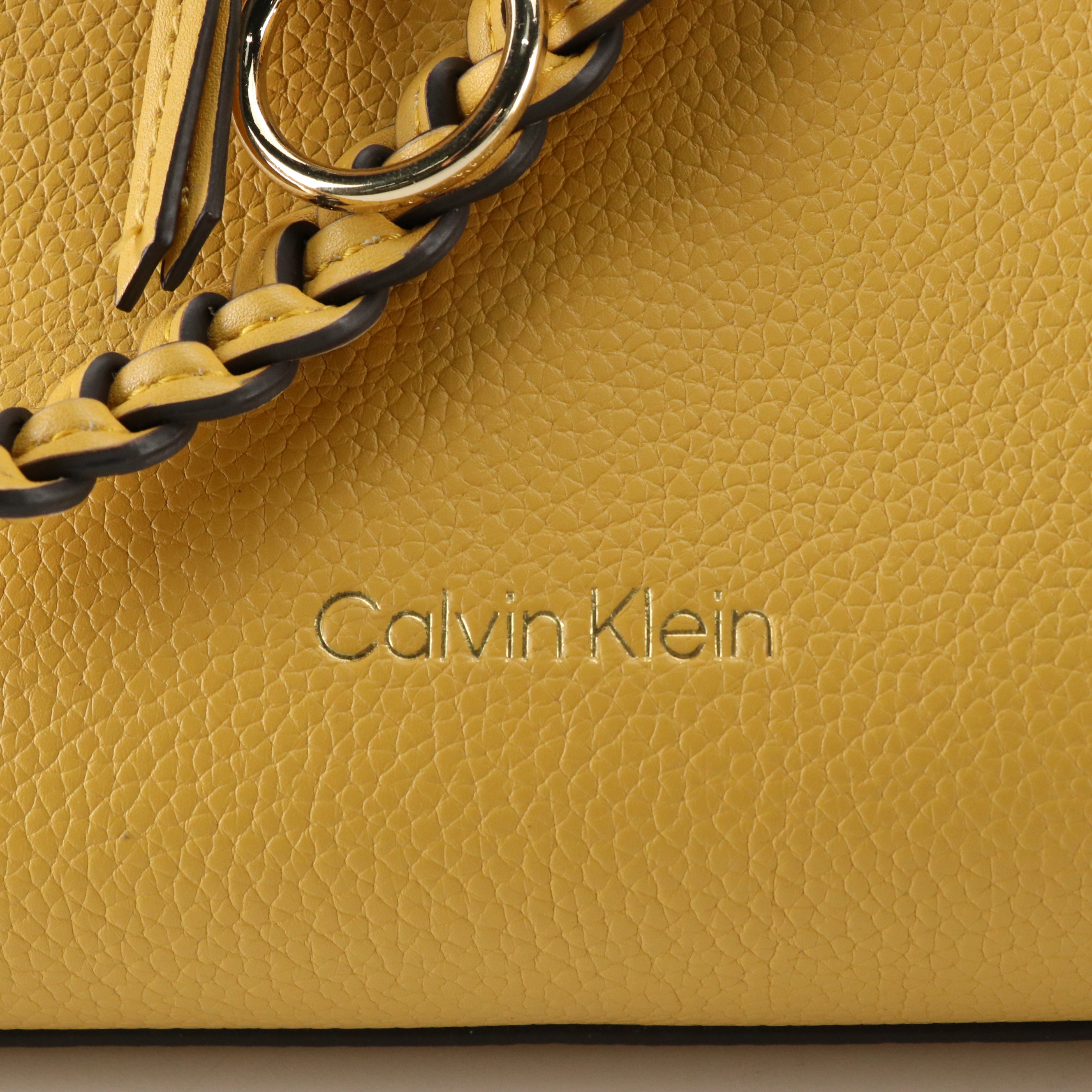 Calvin Klein Braided Strap Shoulder Bag and Two-Way Tote in Faux Grained Leather