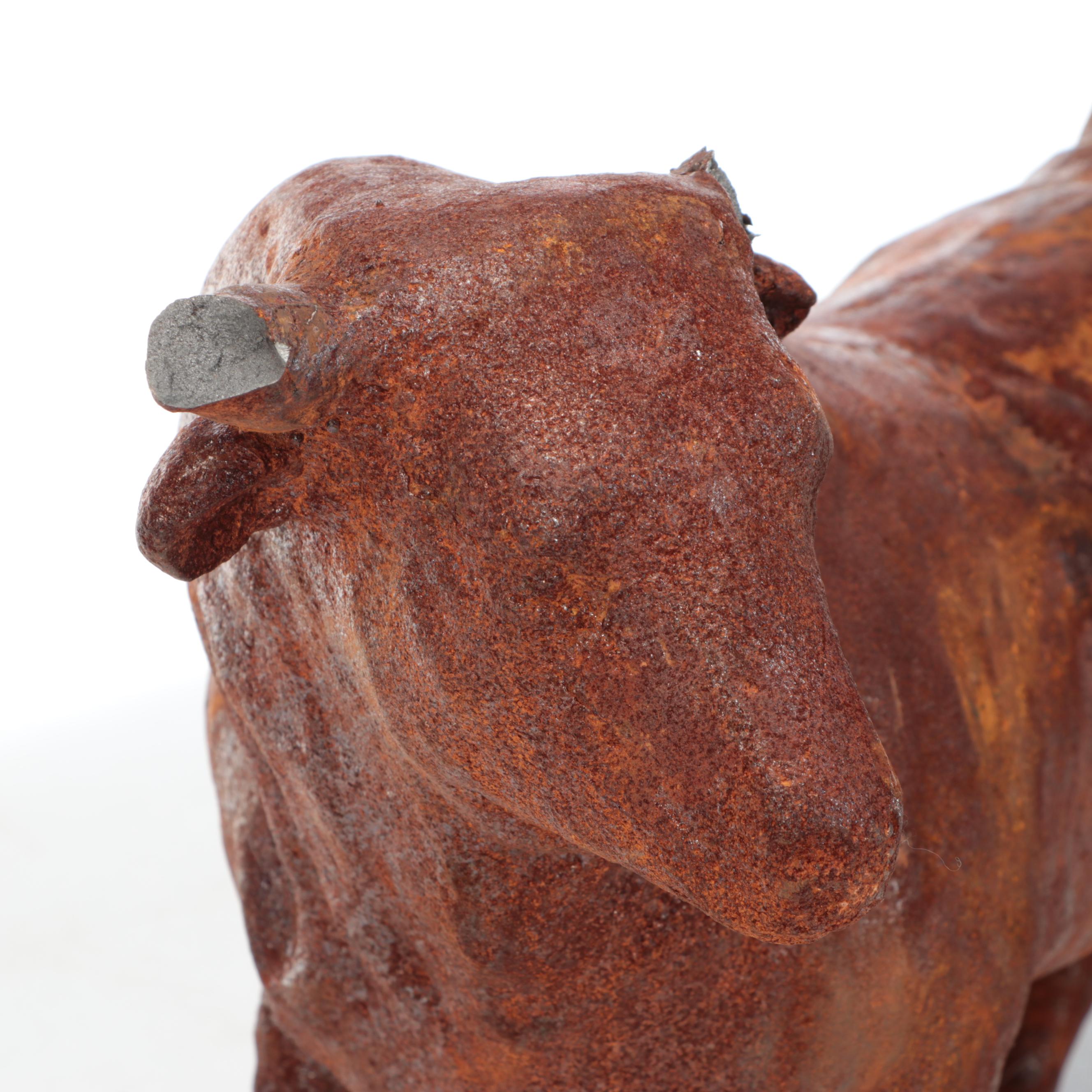 Cast Iron Charging Bull Statuette