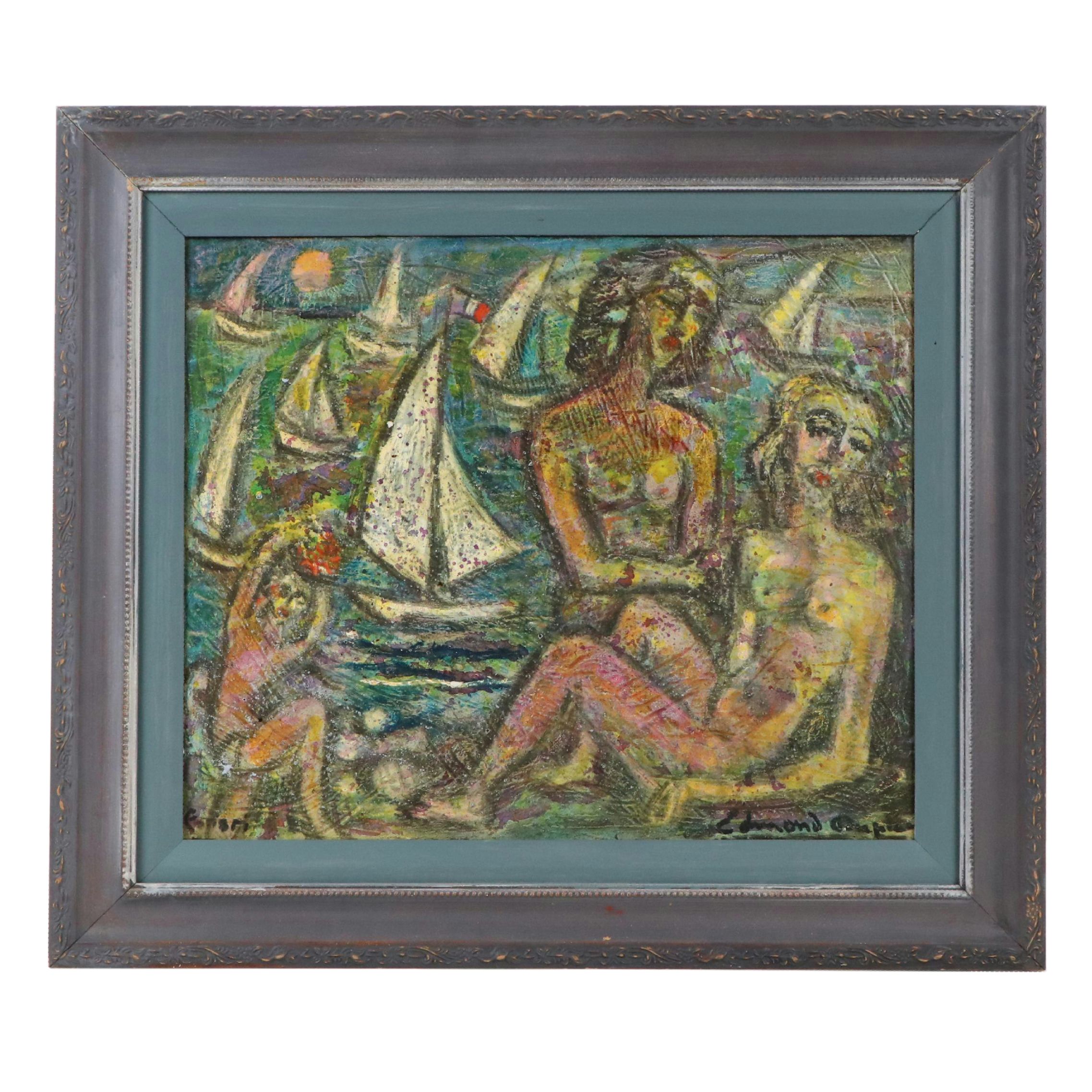 Edmund Marie Dupuis Mixed Media on Board "Place," 20th C.