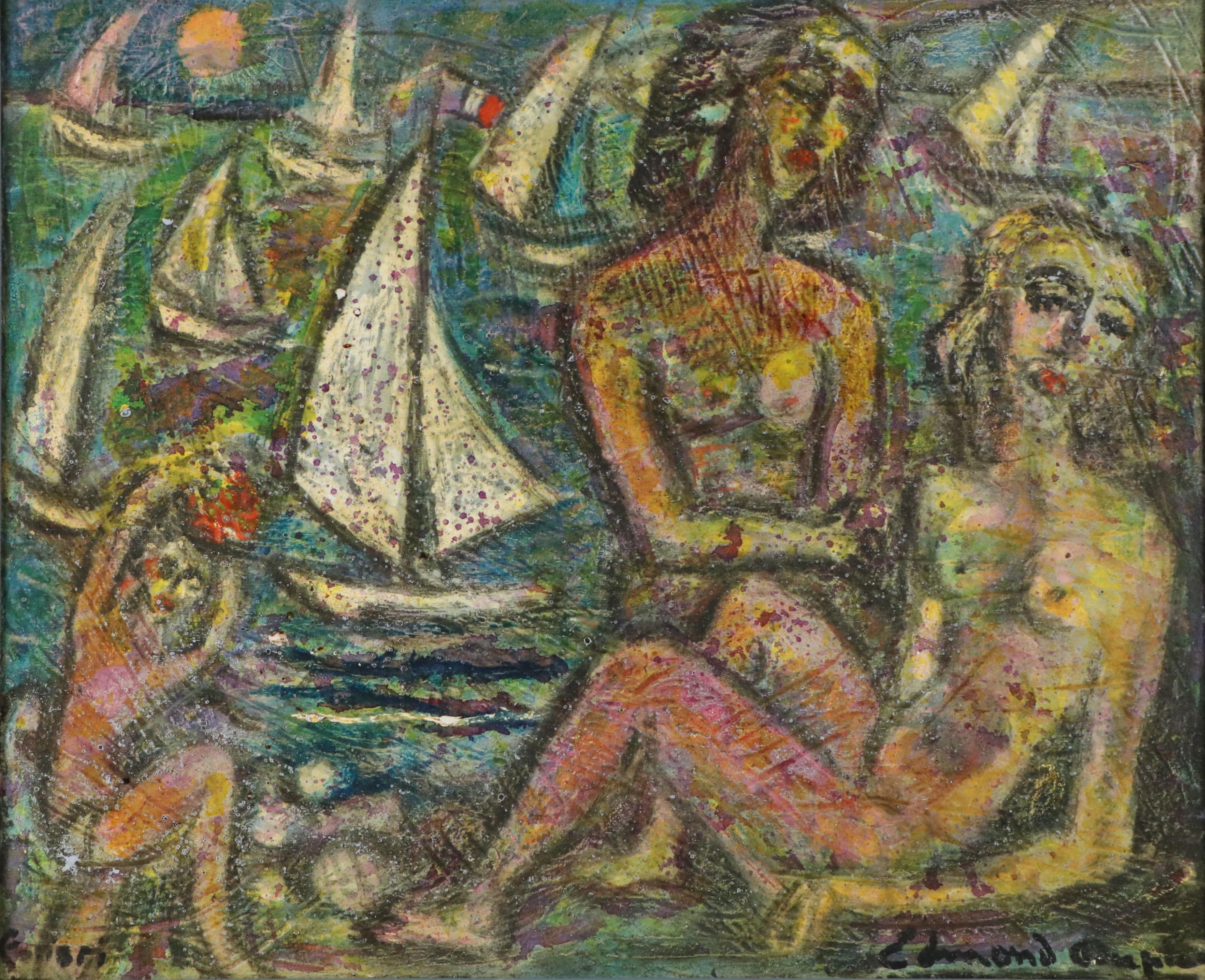 Edmund Marie Dupuis Mixed Media on Board "Place," 20th C.