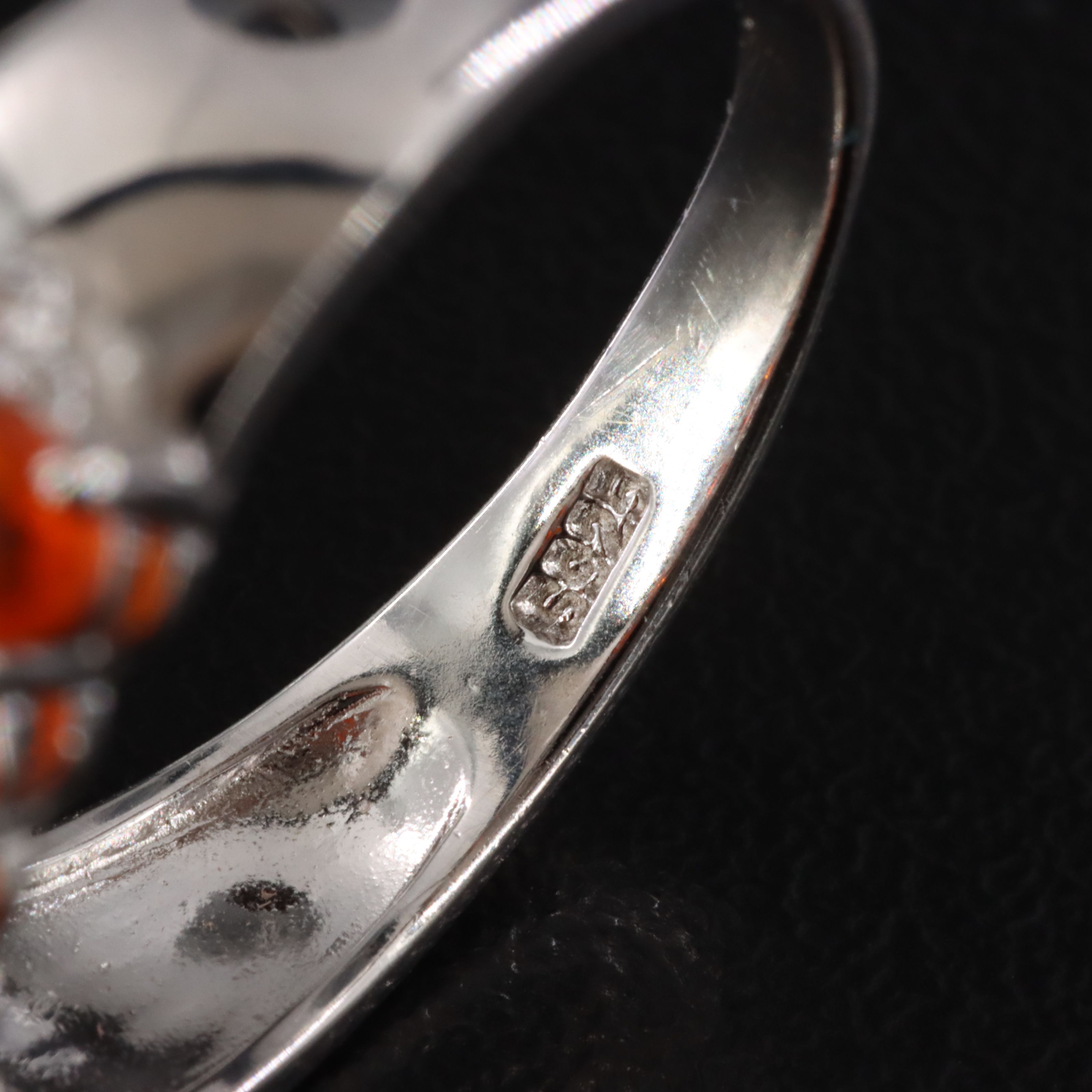 Sterling Fire Opal and CZ Ring