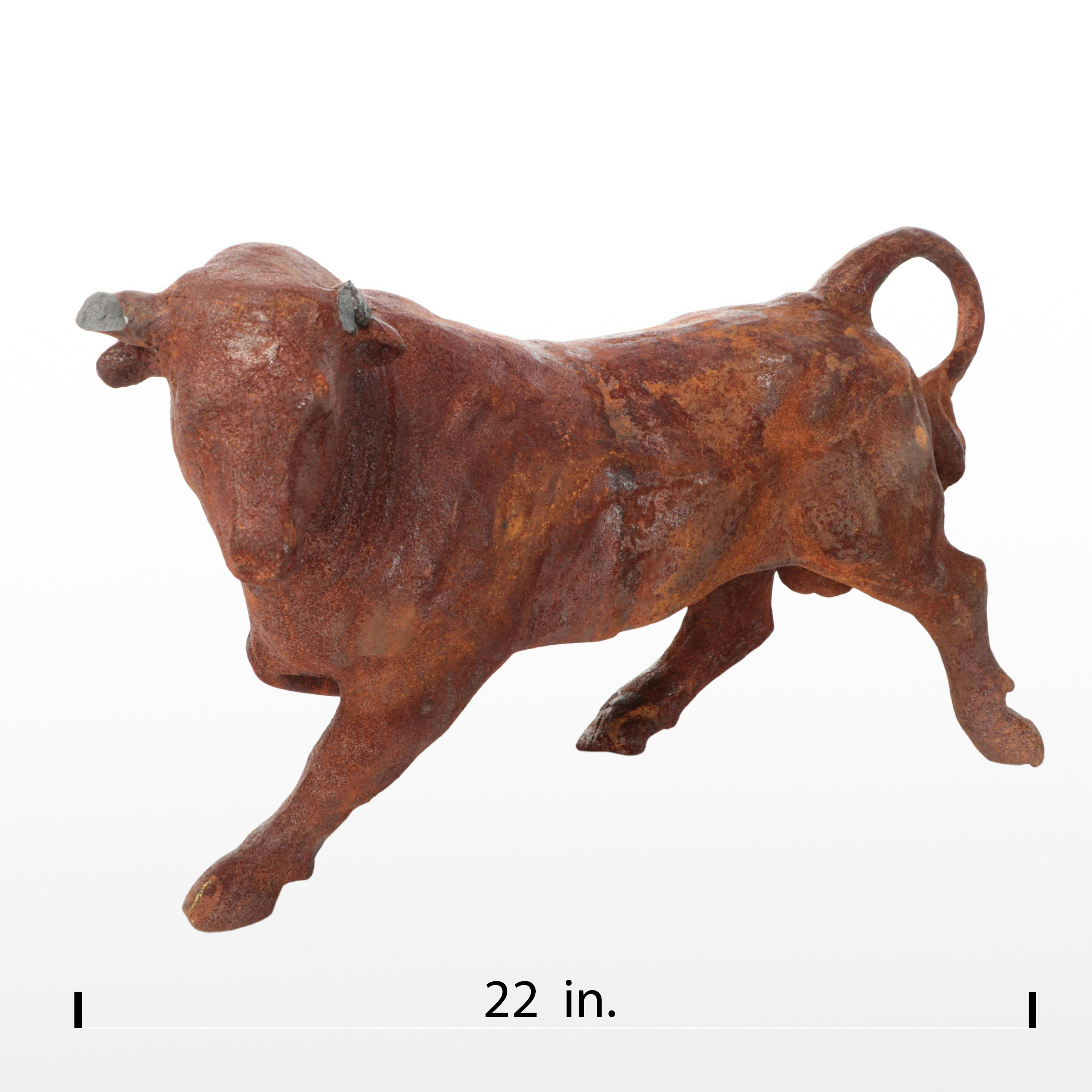 Cast Iron Charging Bull Statuette
