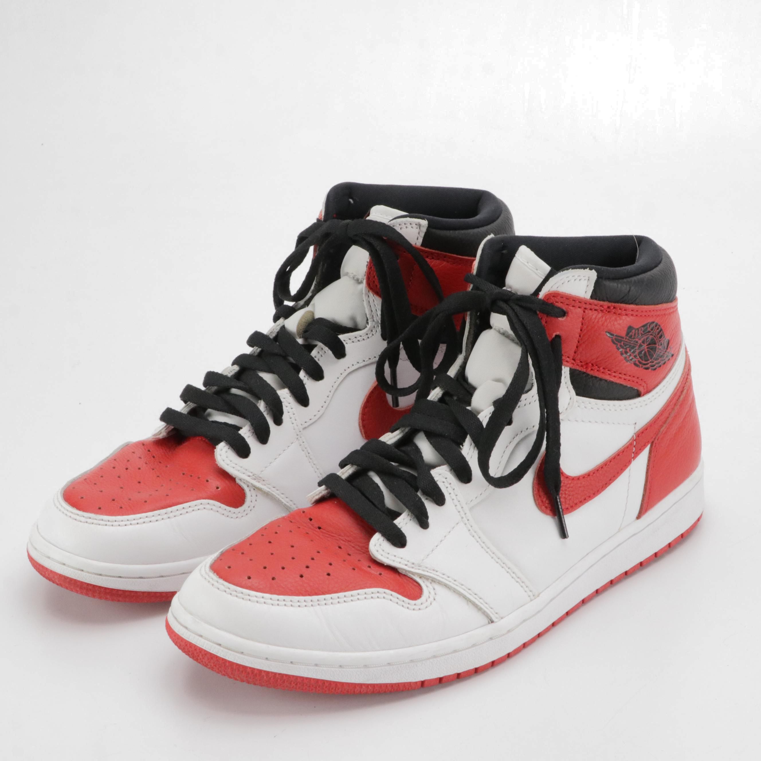 Men's Nike Air Jordan 1 Retro Mid OG Sneakers in University Red, White & Black