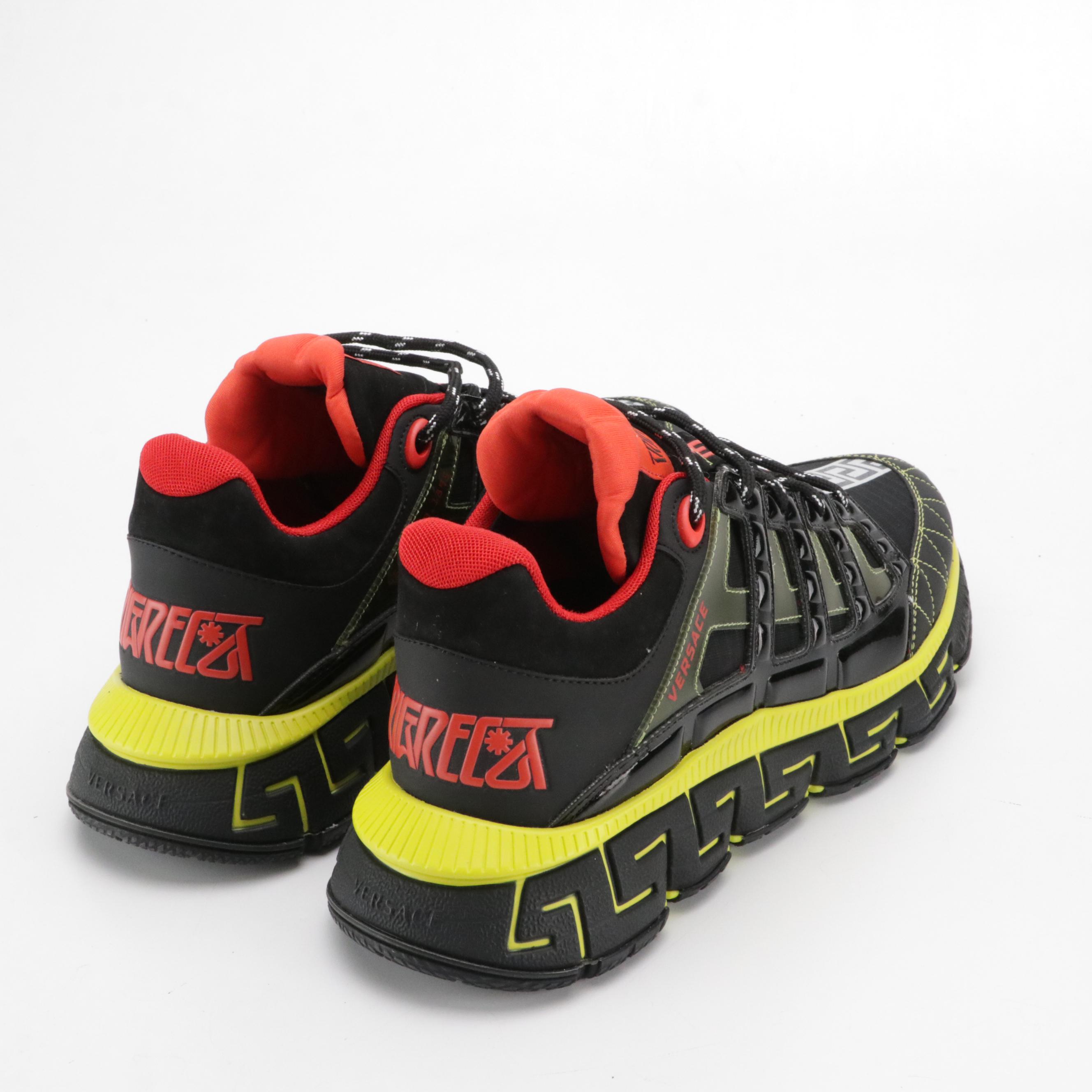 Men's Versace Trigreca Black Yellow Sneakers with Box