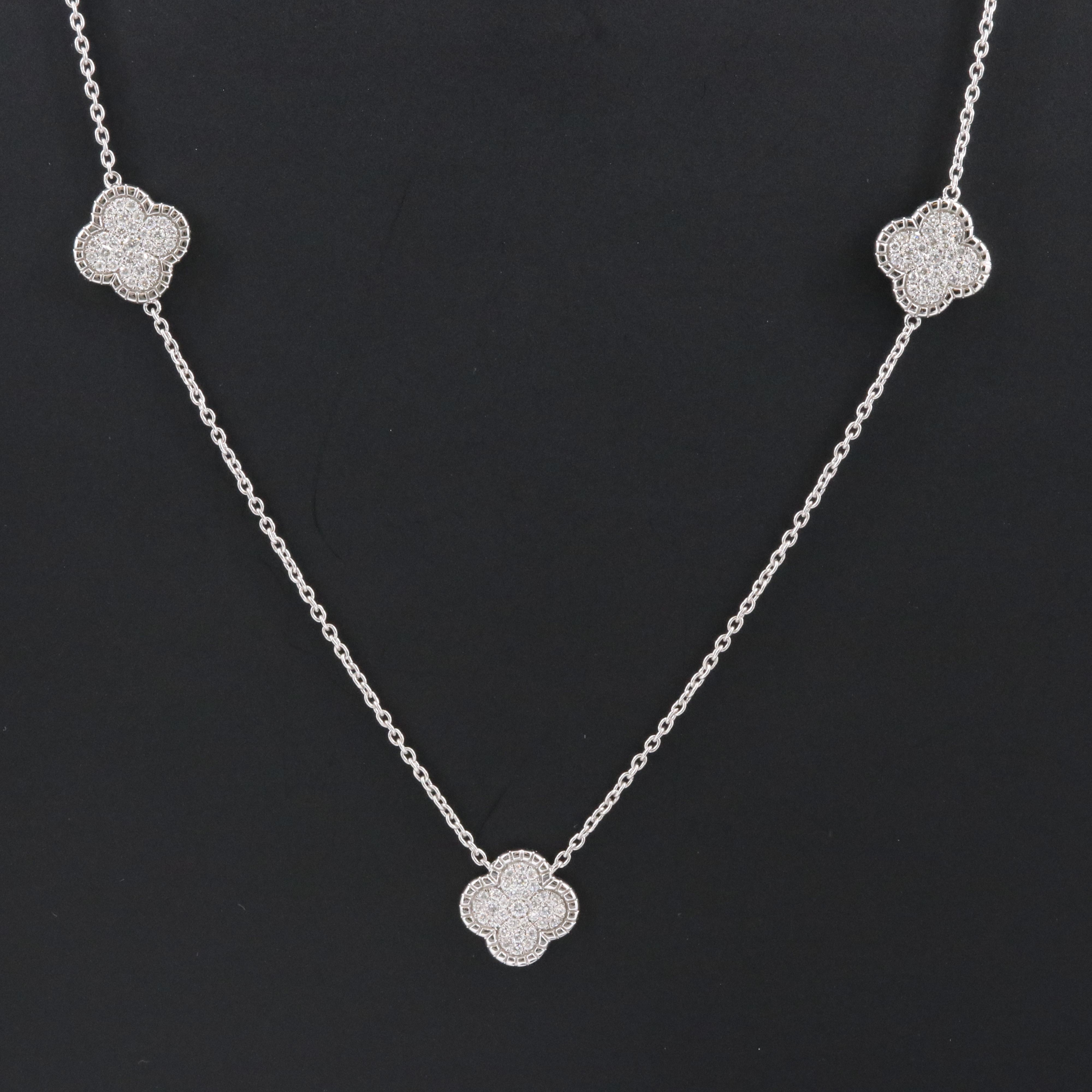 14K 0.37 CTW Diamond Quatrefoil Station Necklace