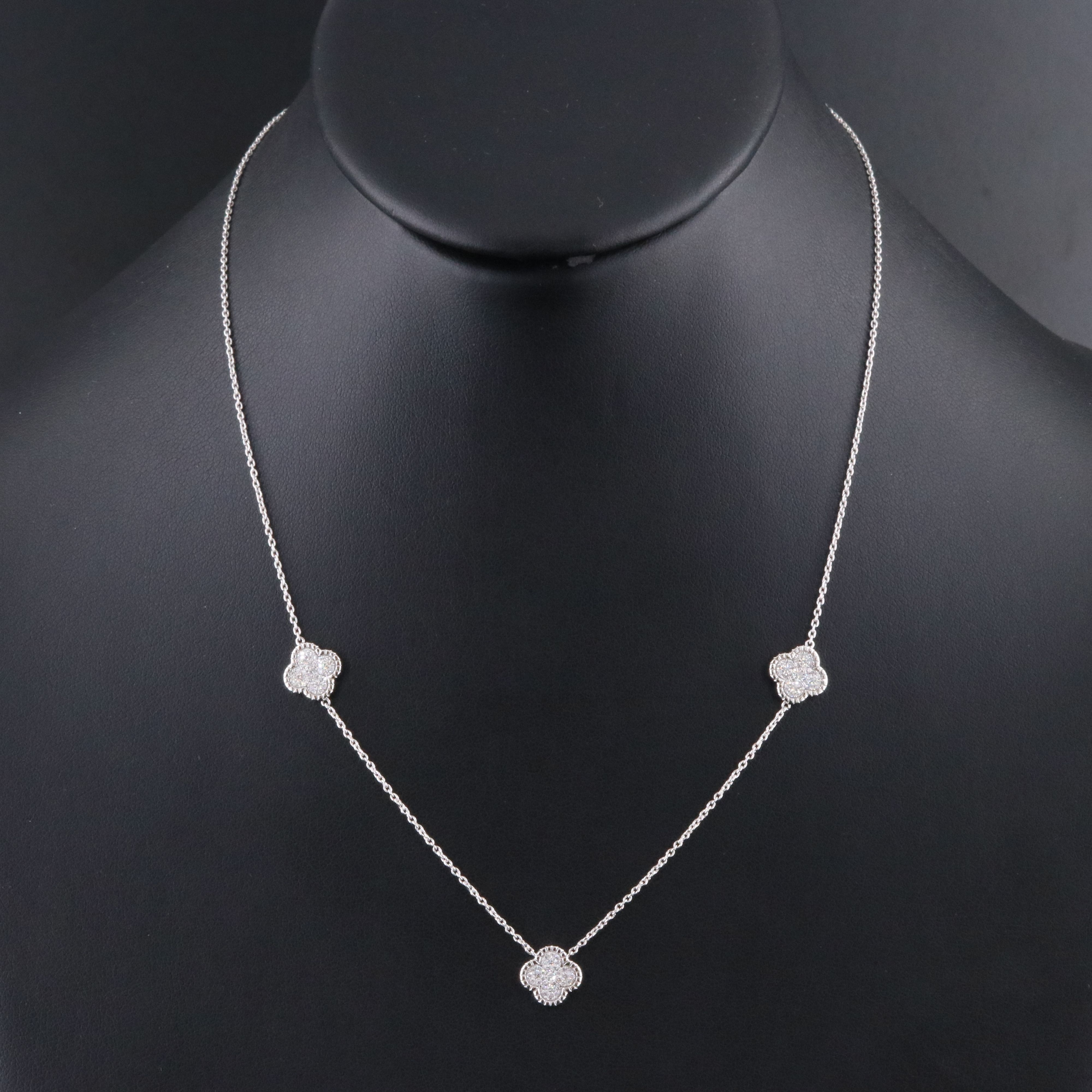 14K 0.37 CTW Diamond Quatrefoil Station Necklace