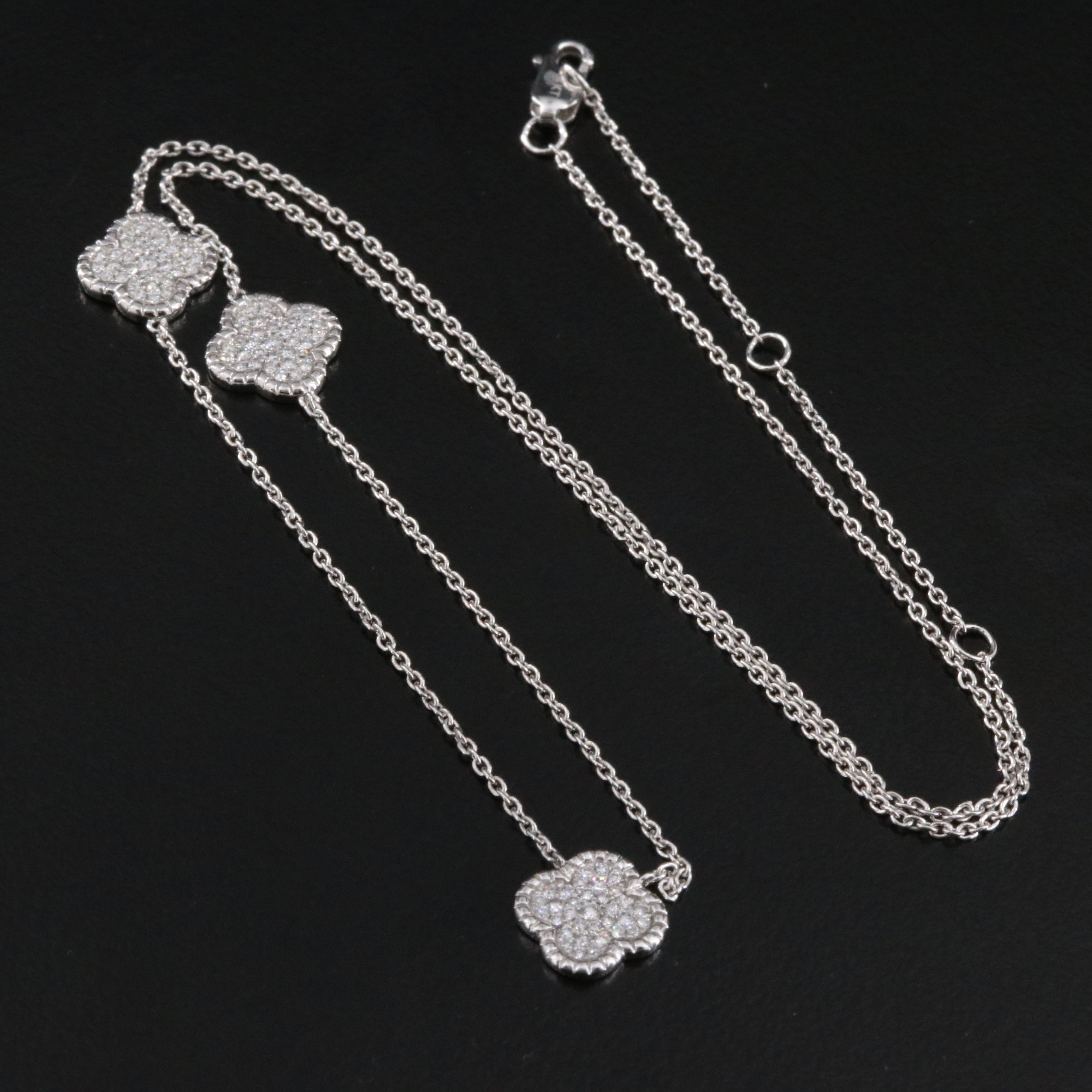 14K 0.37 CTW Diamond Quatrefoil Station Necklace