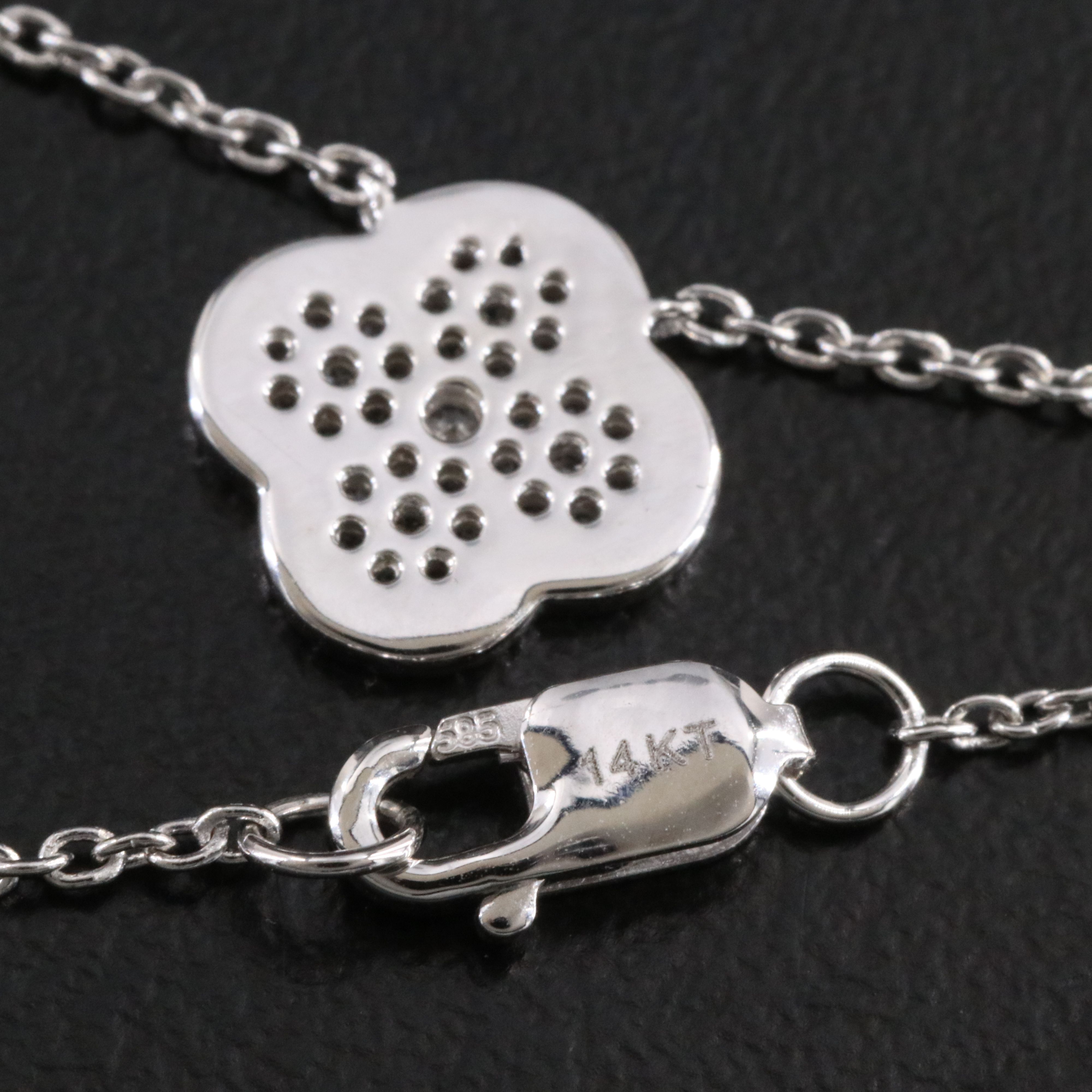 14K 0.37 CTW Diamond Quatrefoil Station Necklace